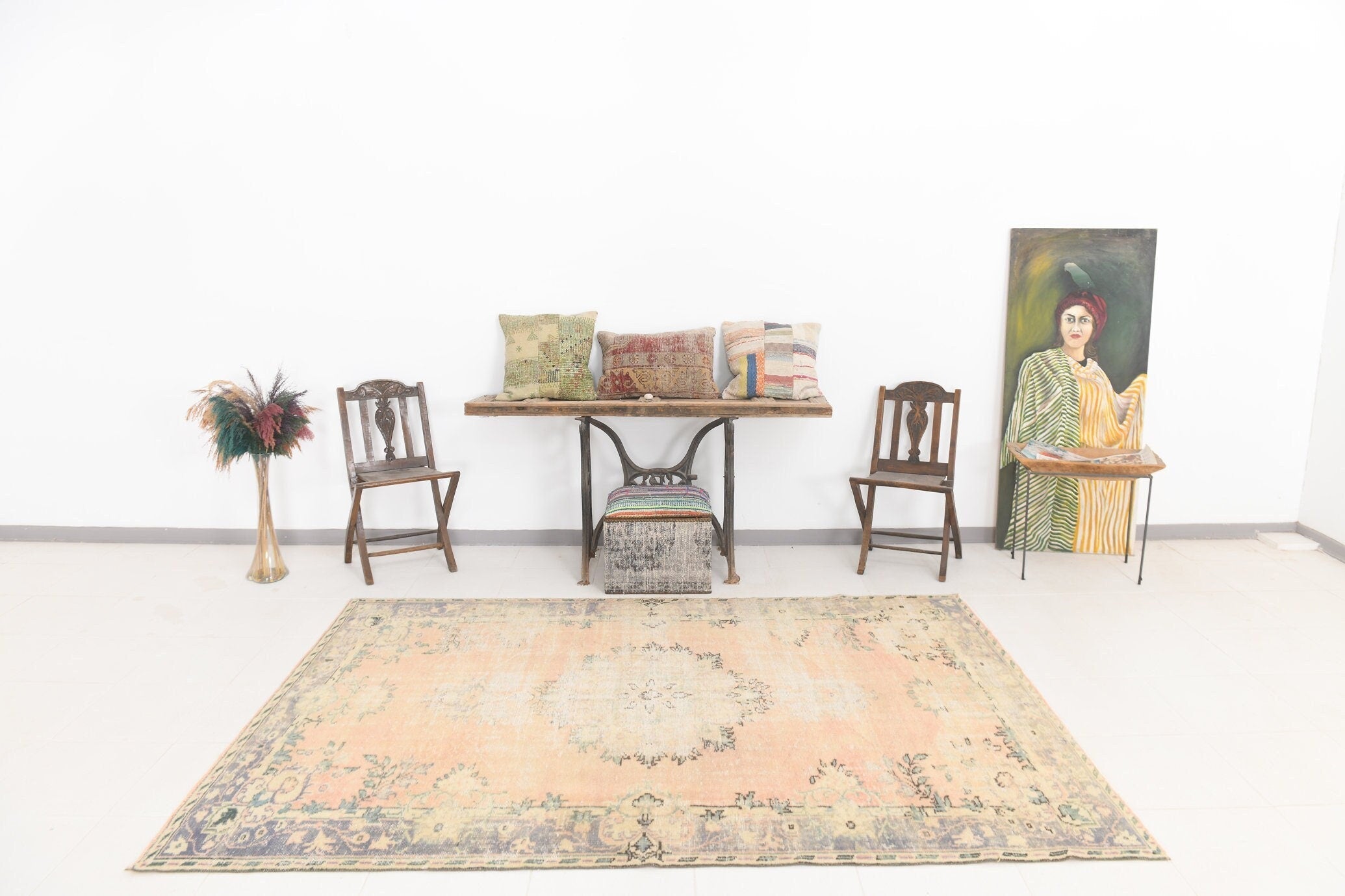 Turkish Vintage Rug  6'1" x 8'7" ft