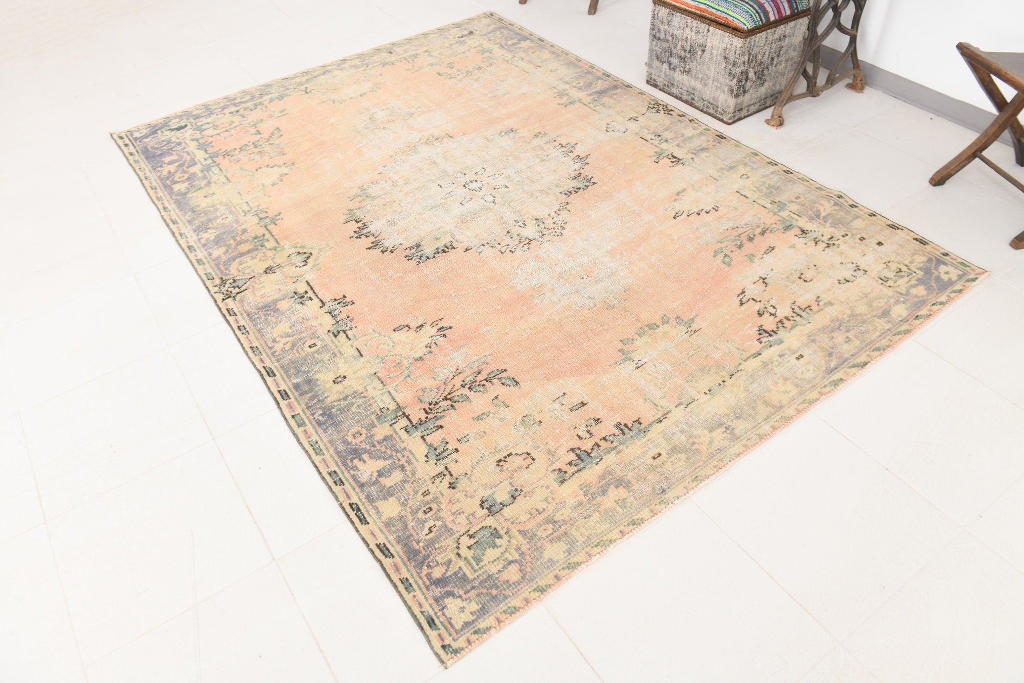 Turkish Vintage Rug  6'1" x 8'7" ft