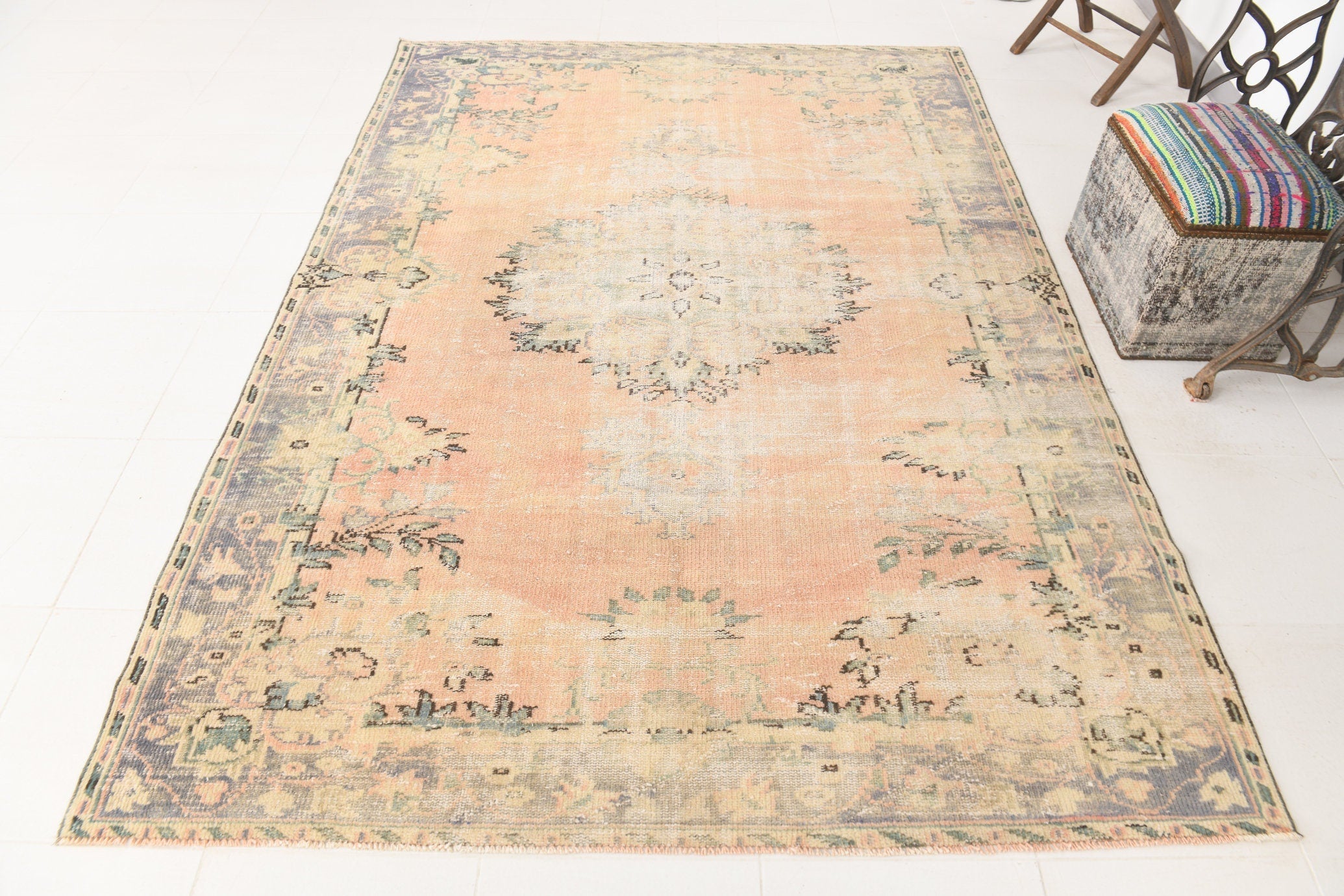 Turkish Vintage Rug  6'1" x 8'7" ft