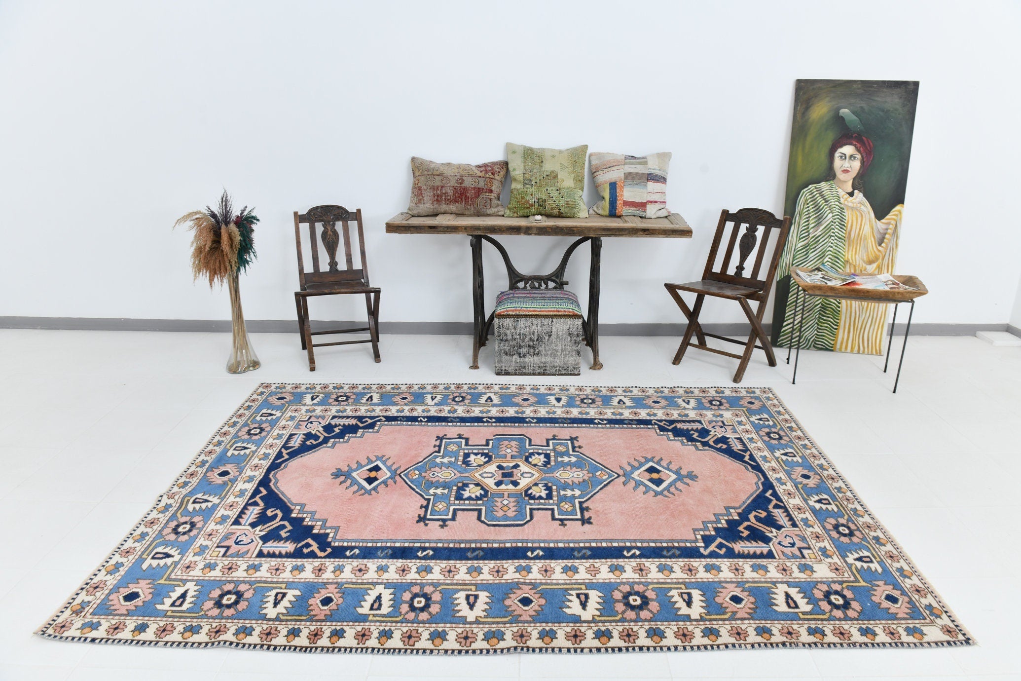 Turkish Vintage Rug  6'1" x 8'9" ft