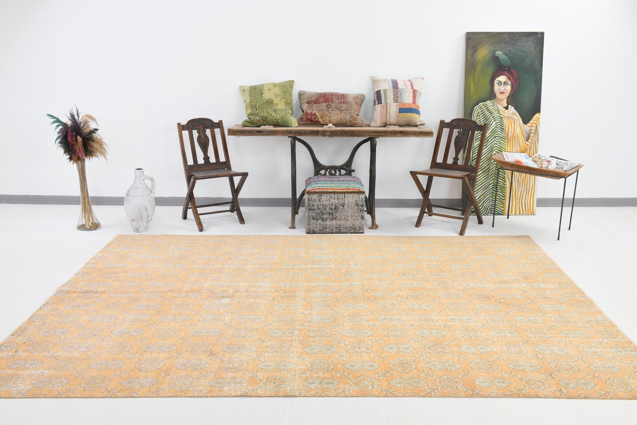 Turkish Vintage Rug  6'10" x 10'8" ft