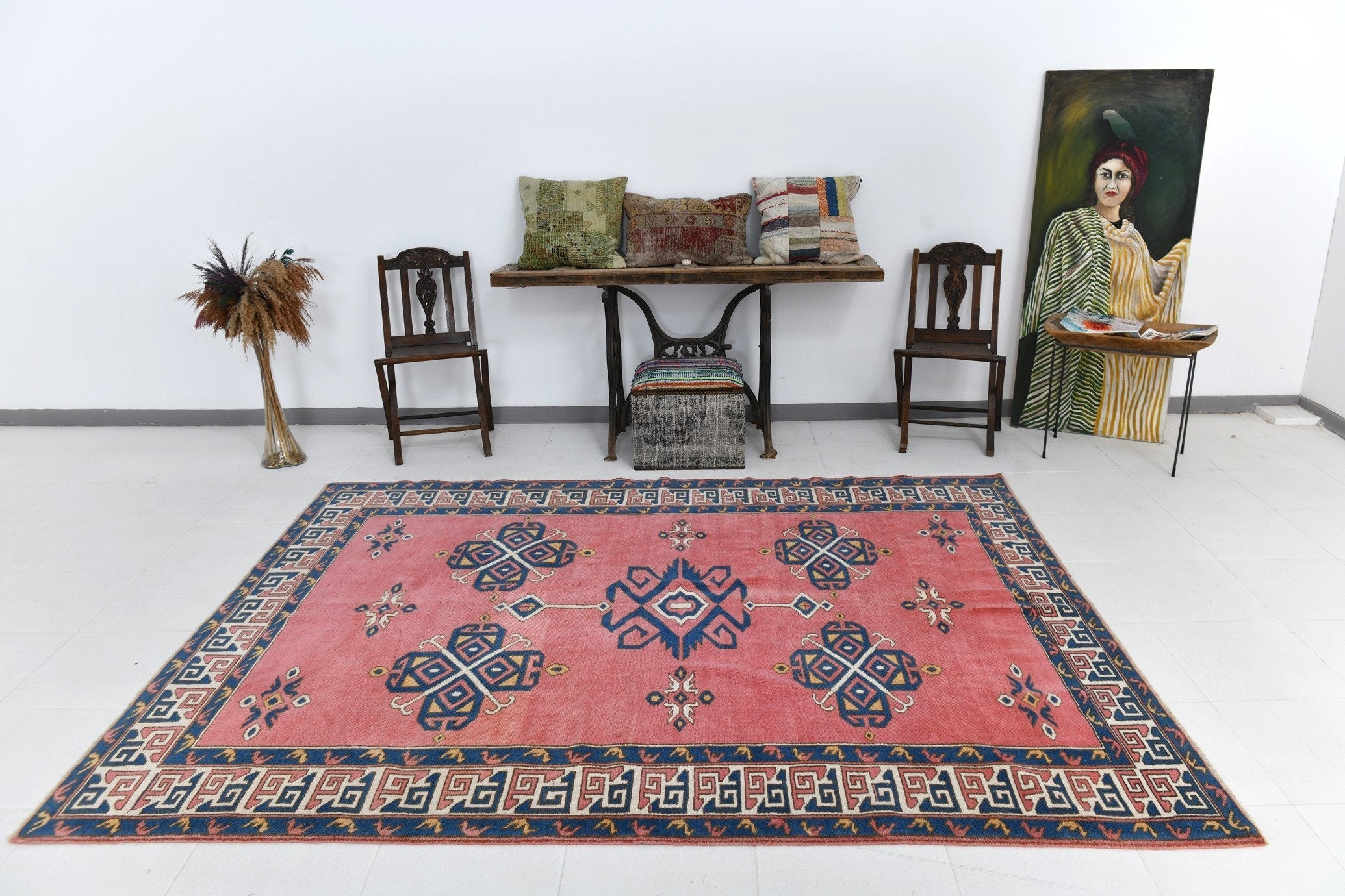 Turkish Vintage Rug  6'11" x 8'11" ft