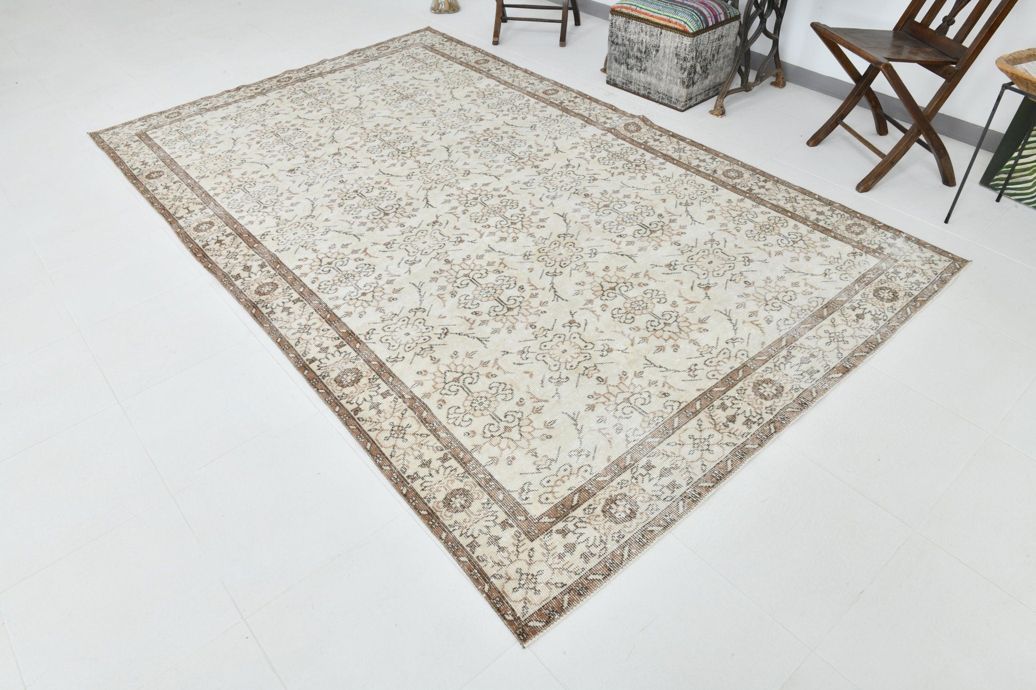 Turkish Vintage Rug  6'2" x 10'1" ft