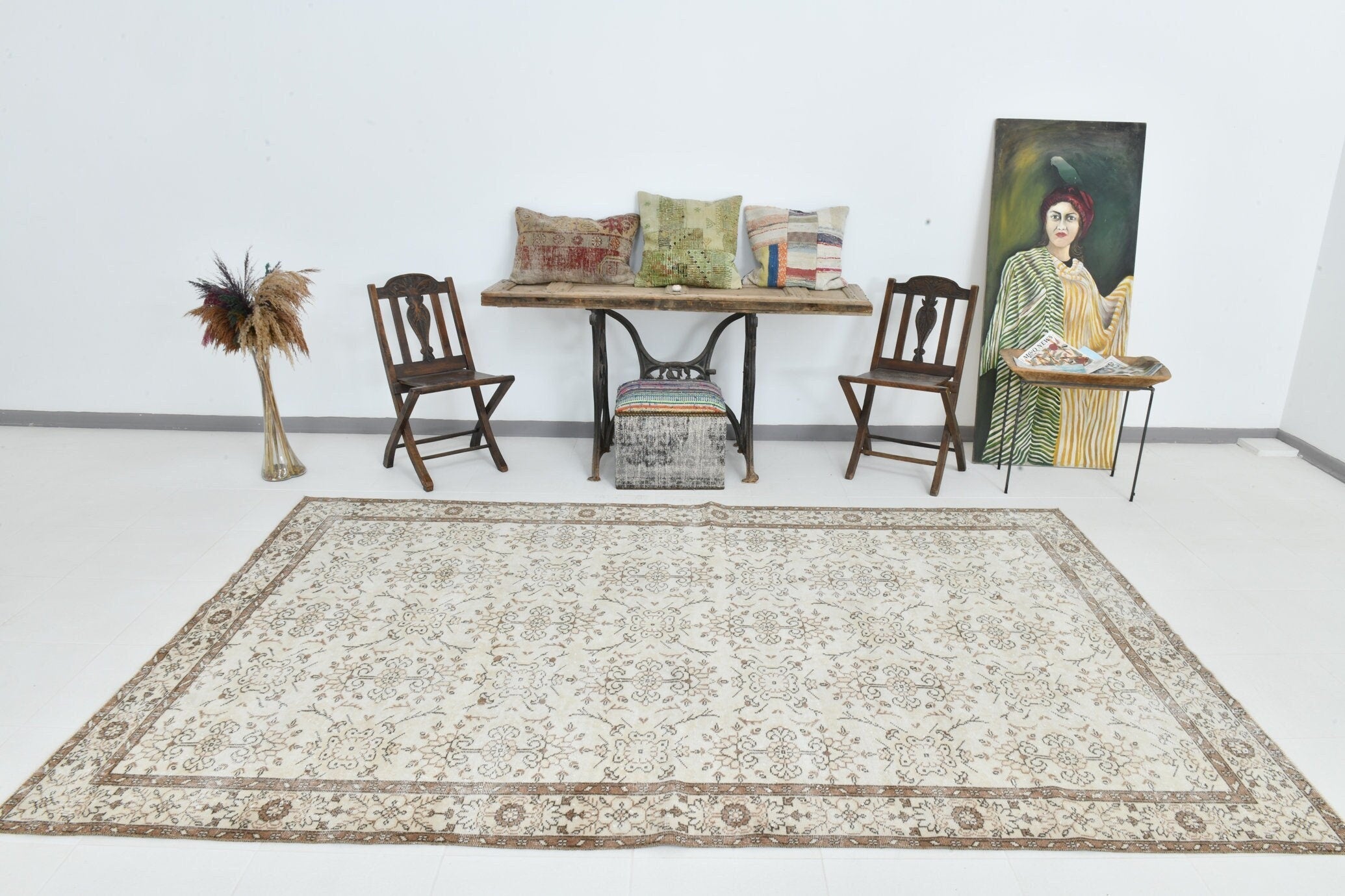 Turkish Vintage Rug  6'2" x 10'1" ft