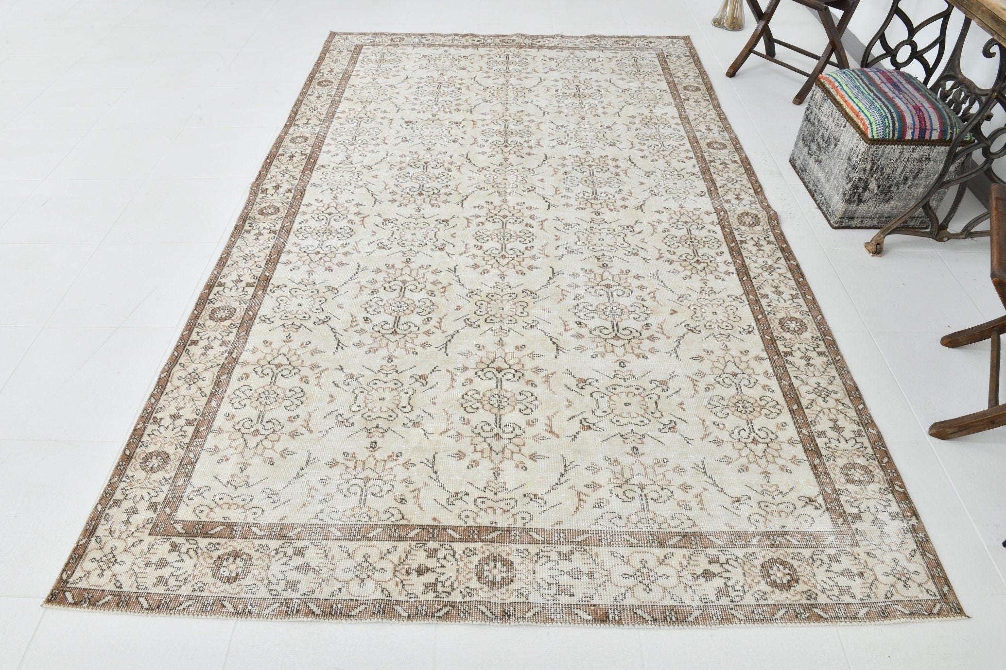 Turkish Vintage Rug  6'2" x 10'1" ft