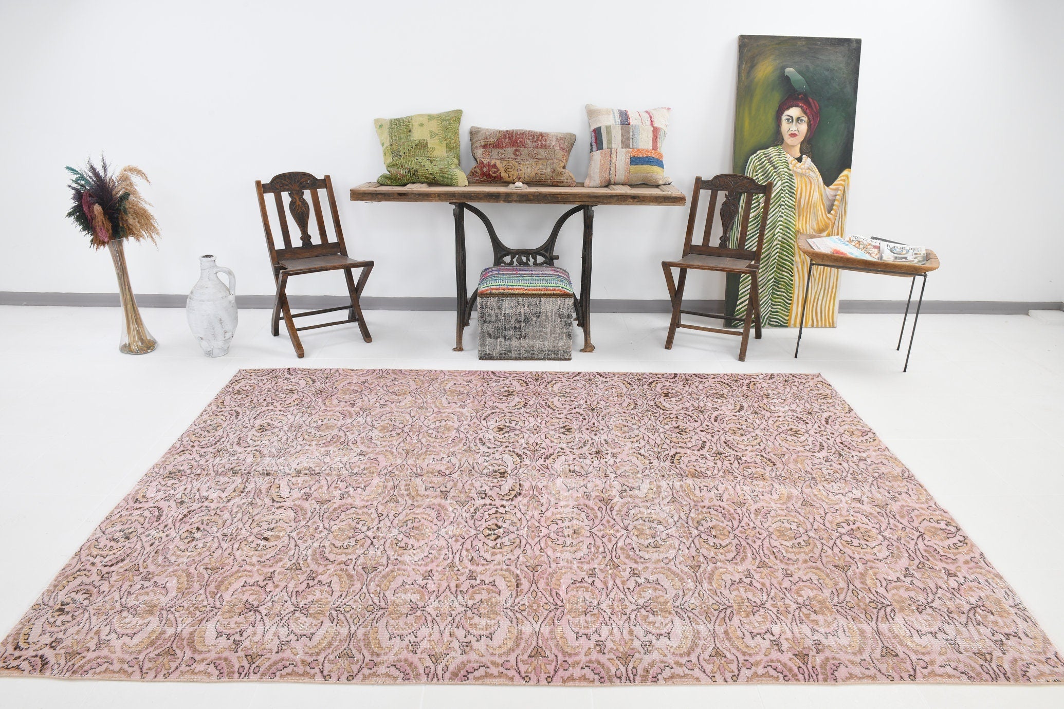 Turkish Vintage Rug  6'2" x 9'2" ft