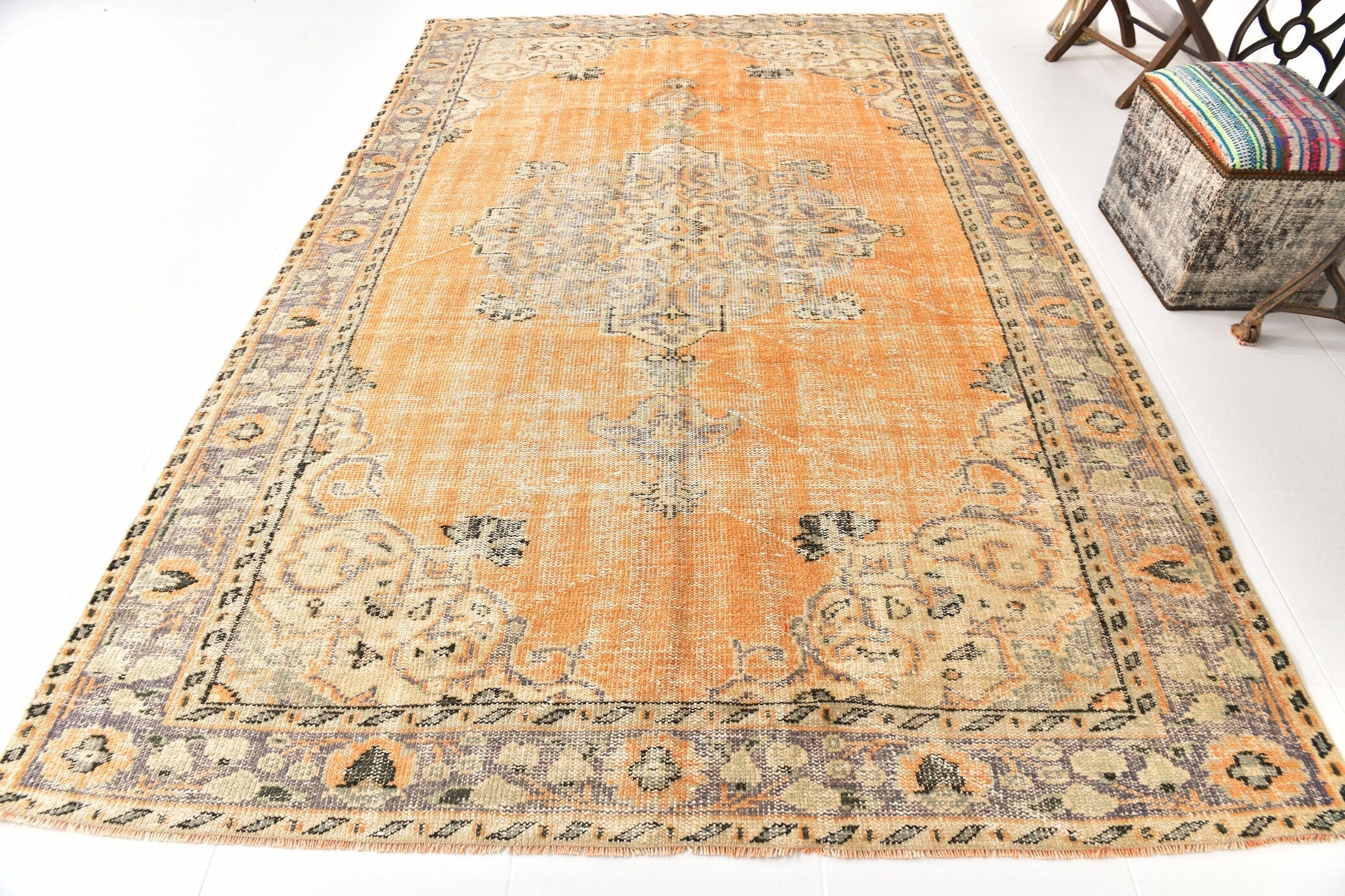 Turkish Vintage Rug  6'4" x 9'12" ft
