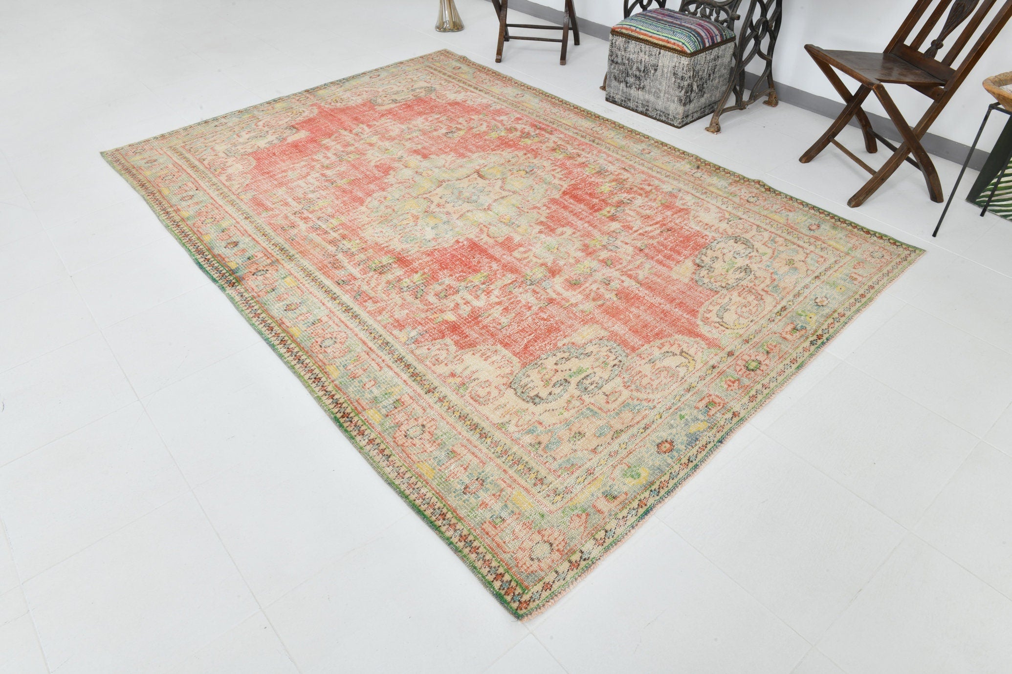 Turkish Vintage Rug  6'4" x 9'7" ft