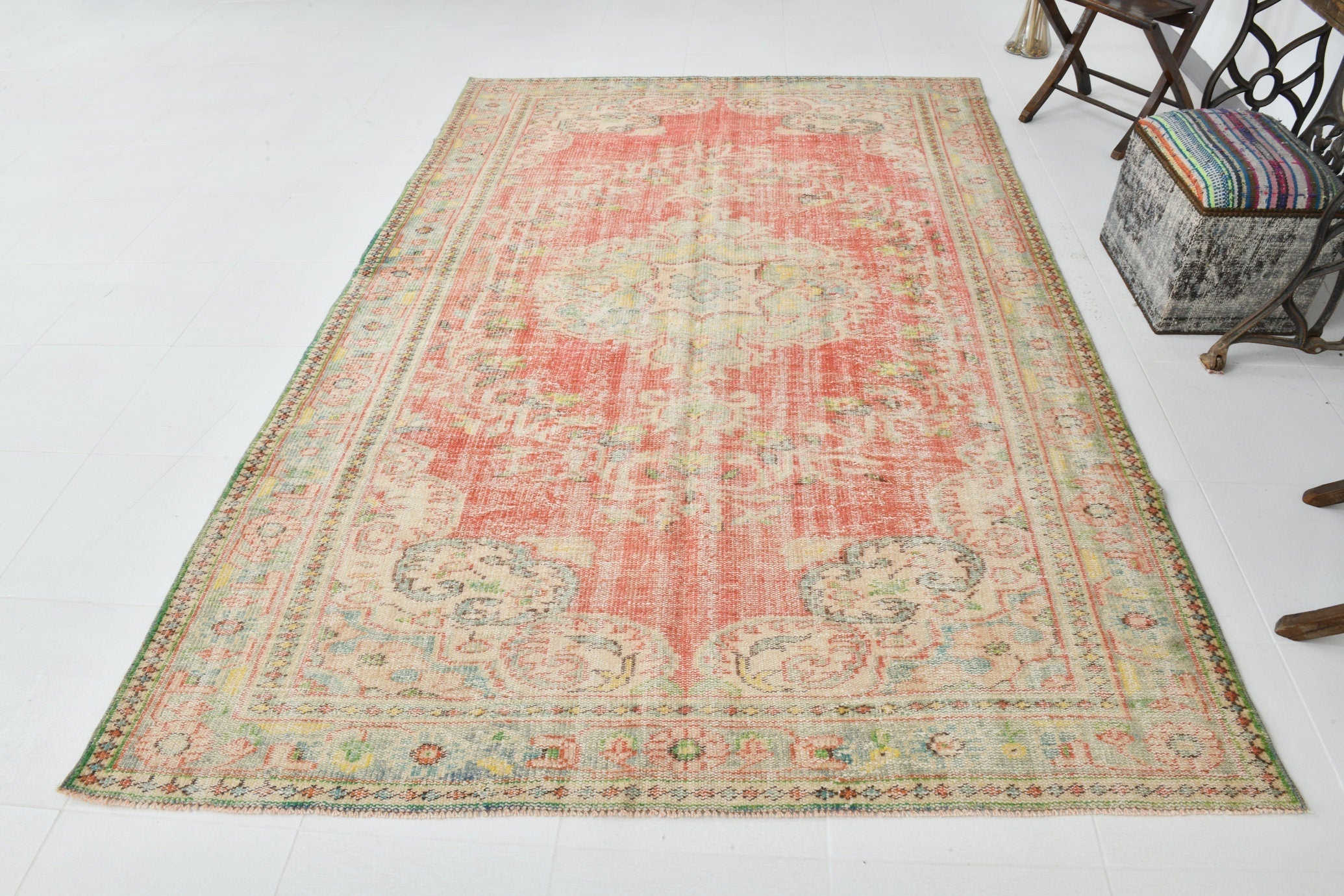 Turkish Vintage Rug  6'4" x 9'7" ft