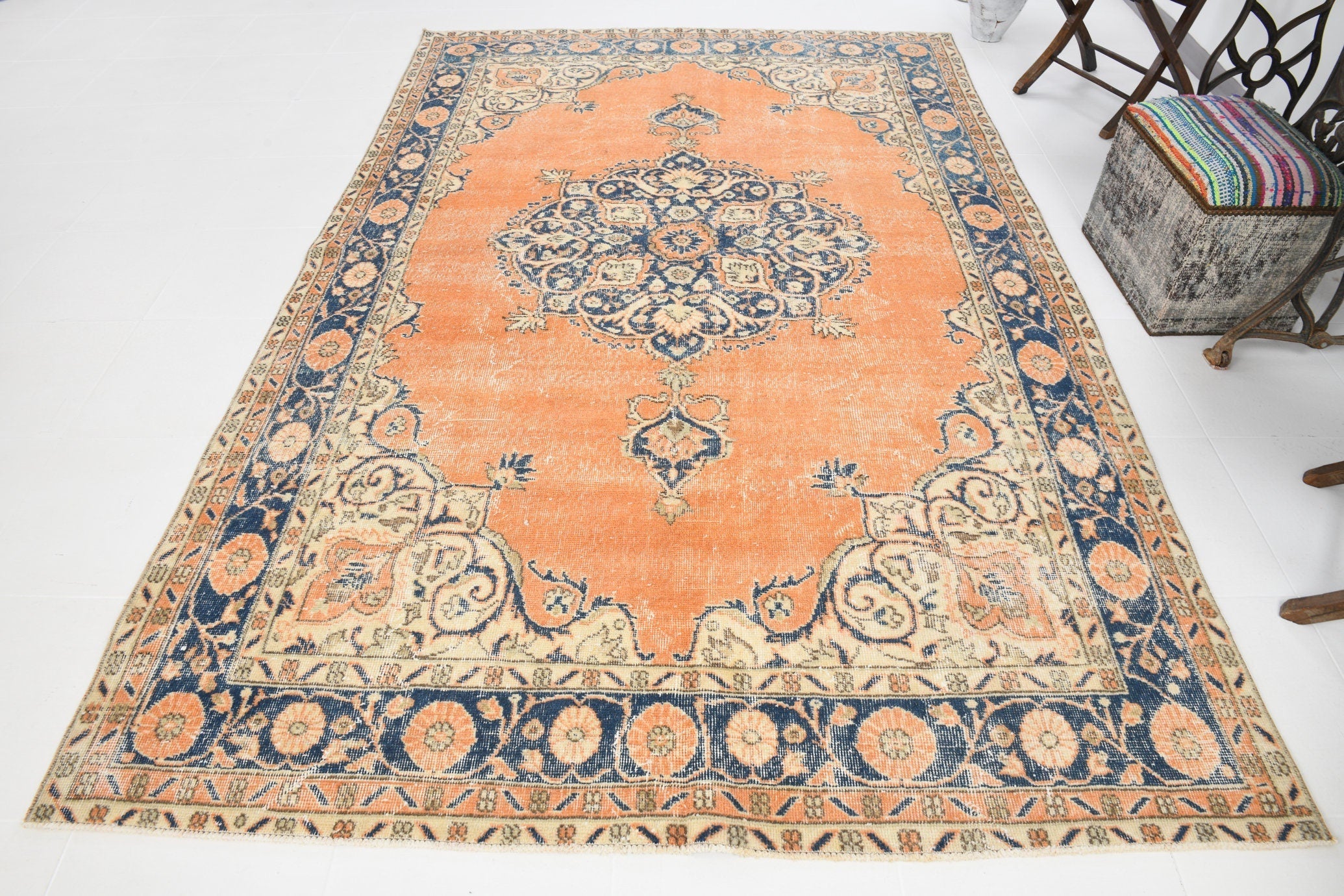 Turkish Vintage Rug  6'5" x 9'11" ft