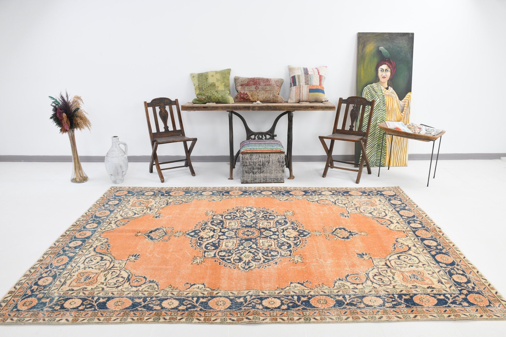 Turkish Vintage Rug  6'5" x 9'11" ft