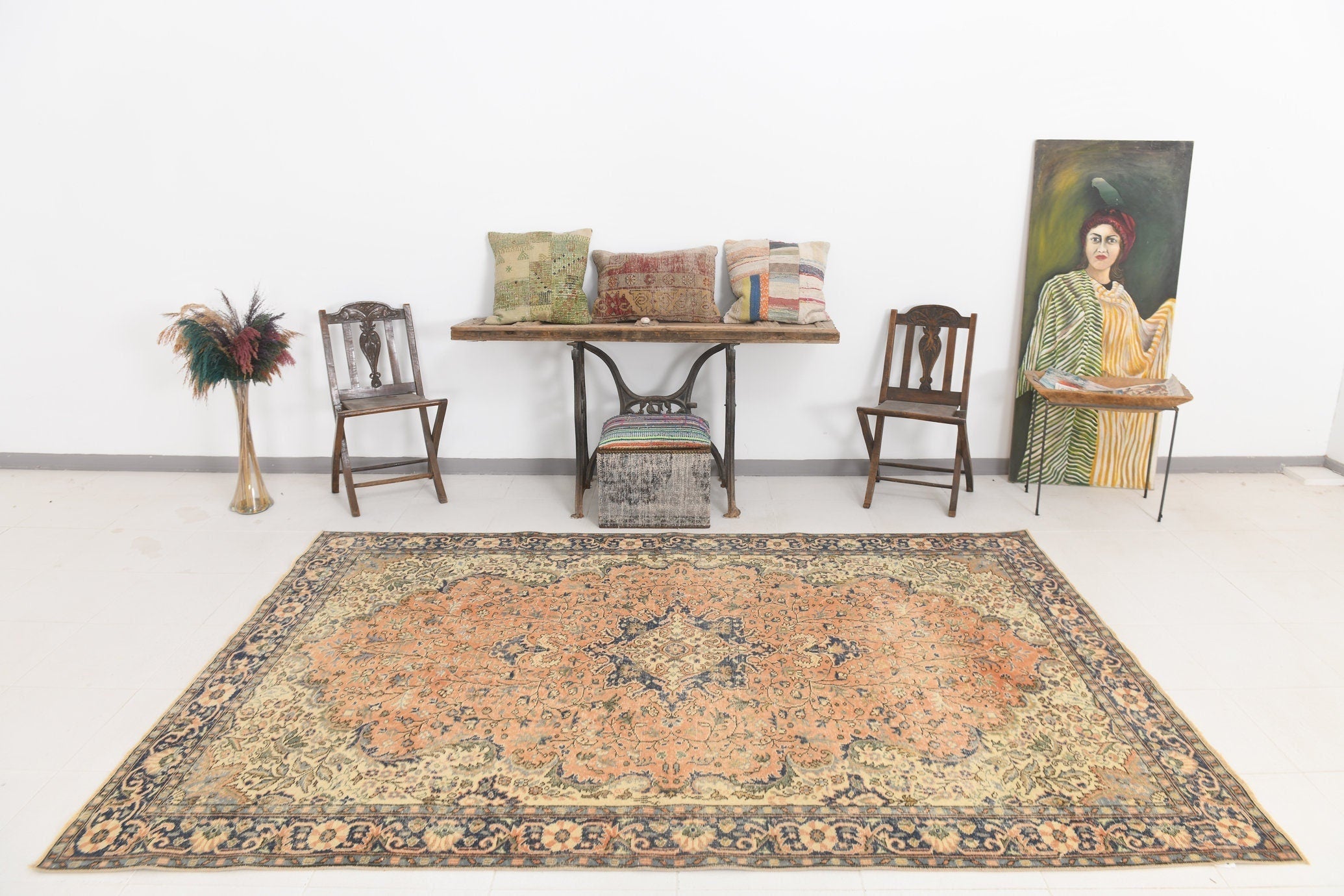 Turkish Vintage Rug  6'6" x 9'5" ft