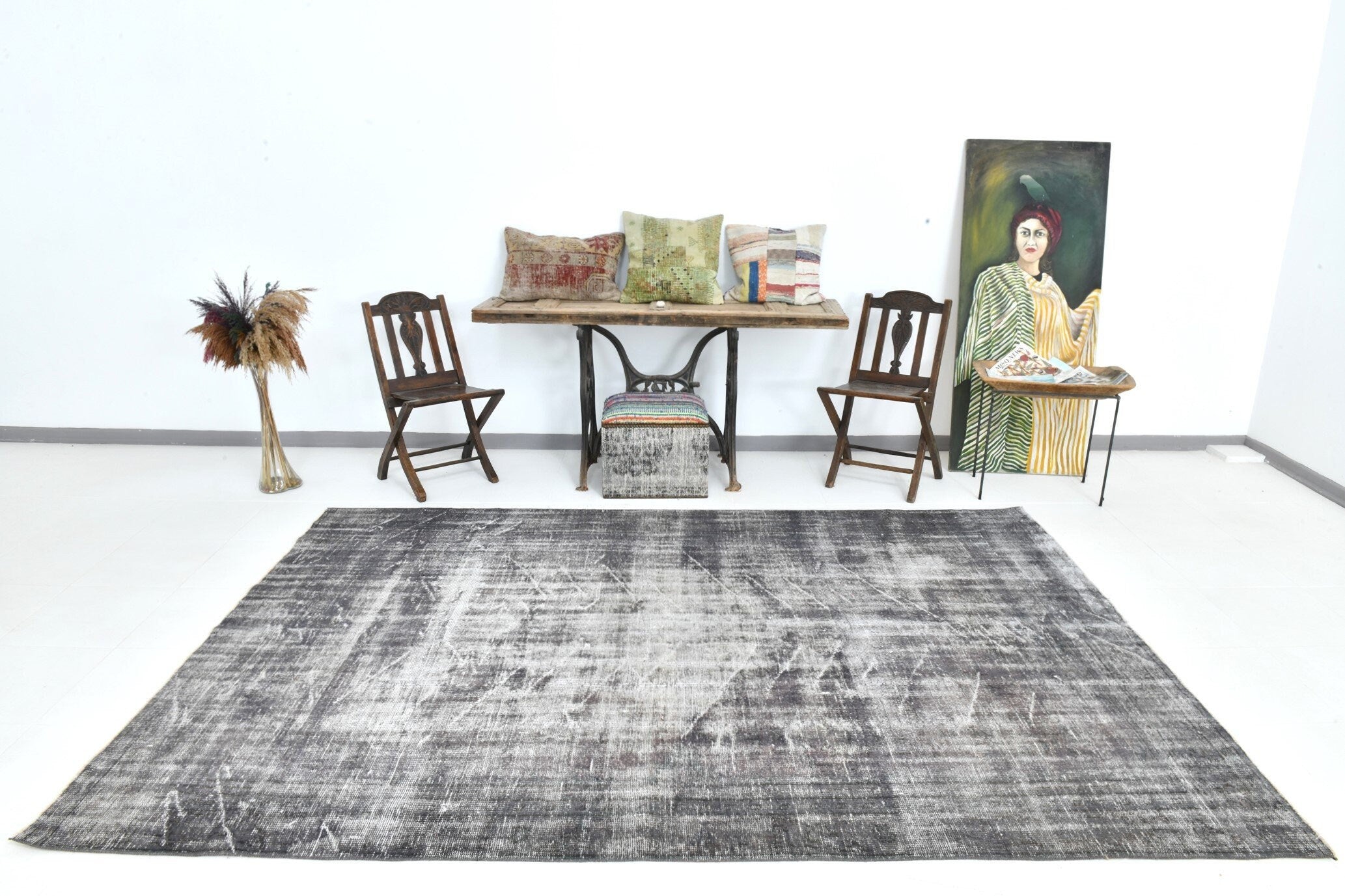 Turkish Vintage Rug  6'7" x 9'9" ft