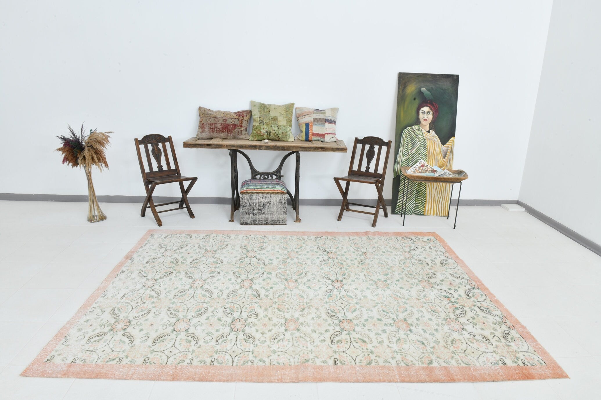 Turkish Vintage Rug  6'8" x 9'3" ft