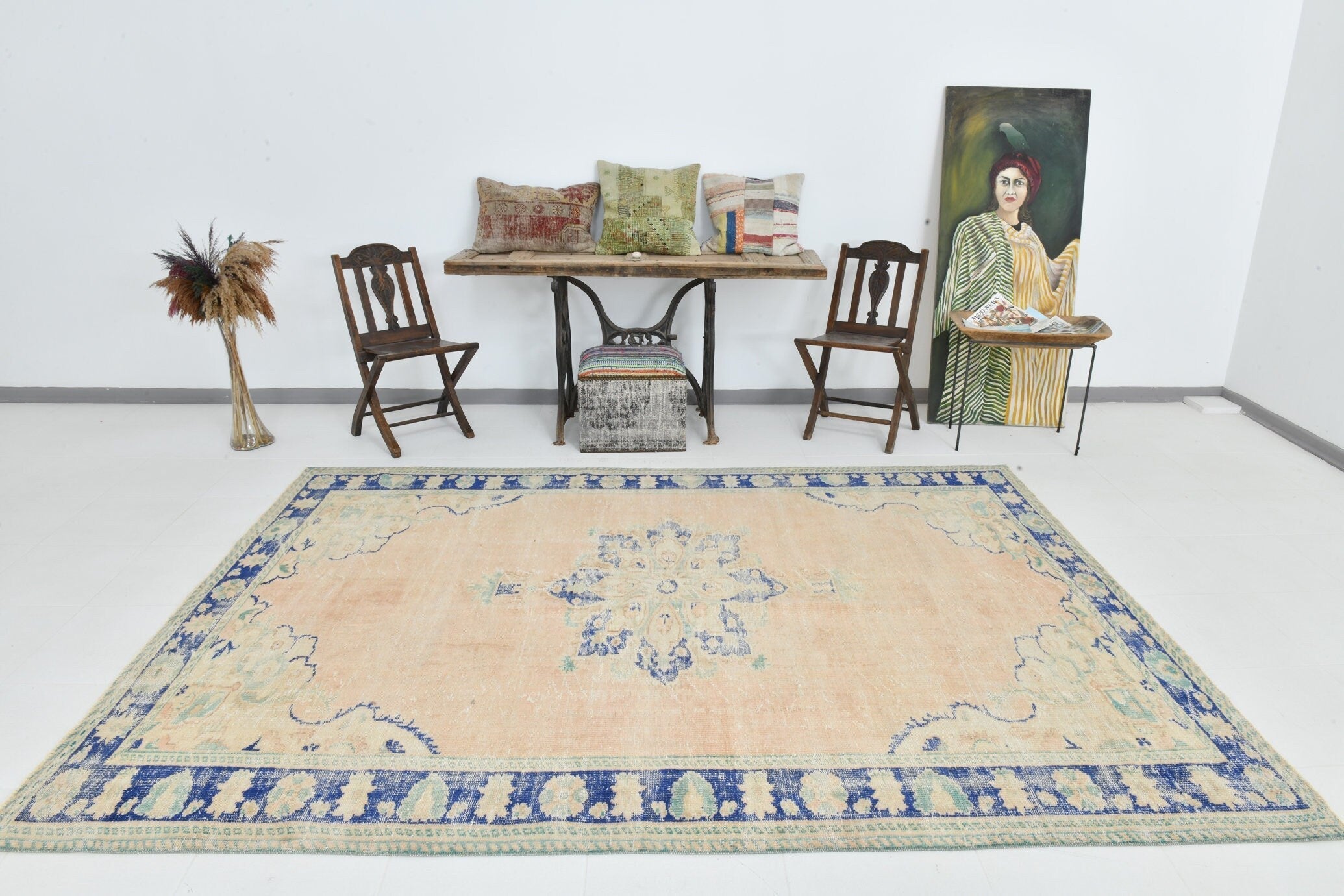 Turkish Vintage Rug  6'9" x 9'6" ft