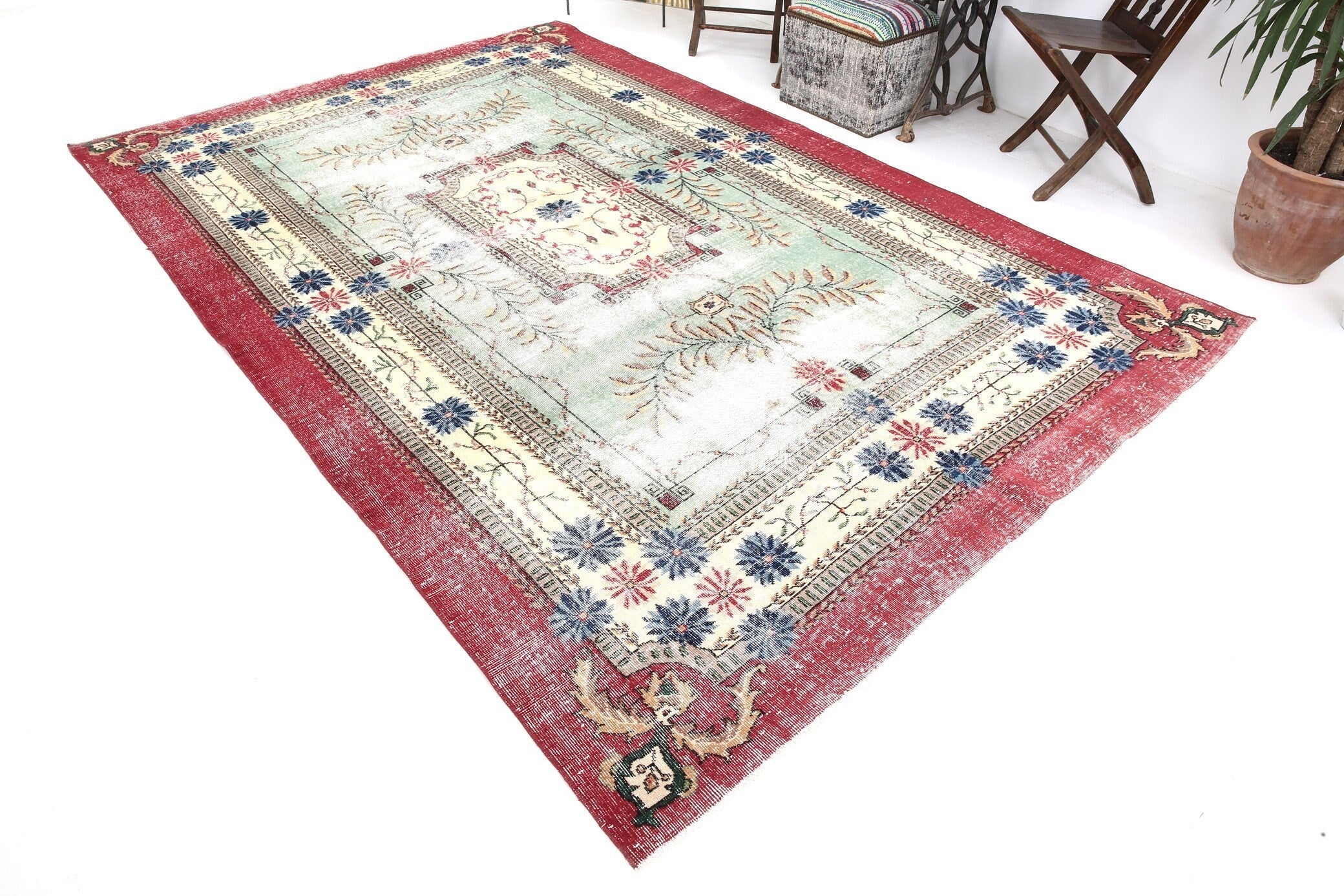 Turkish Vintage Rug 7’1’’ x 10’12’’ ft
