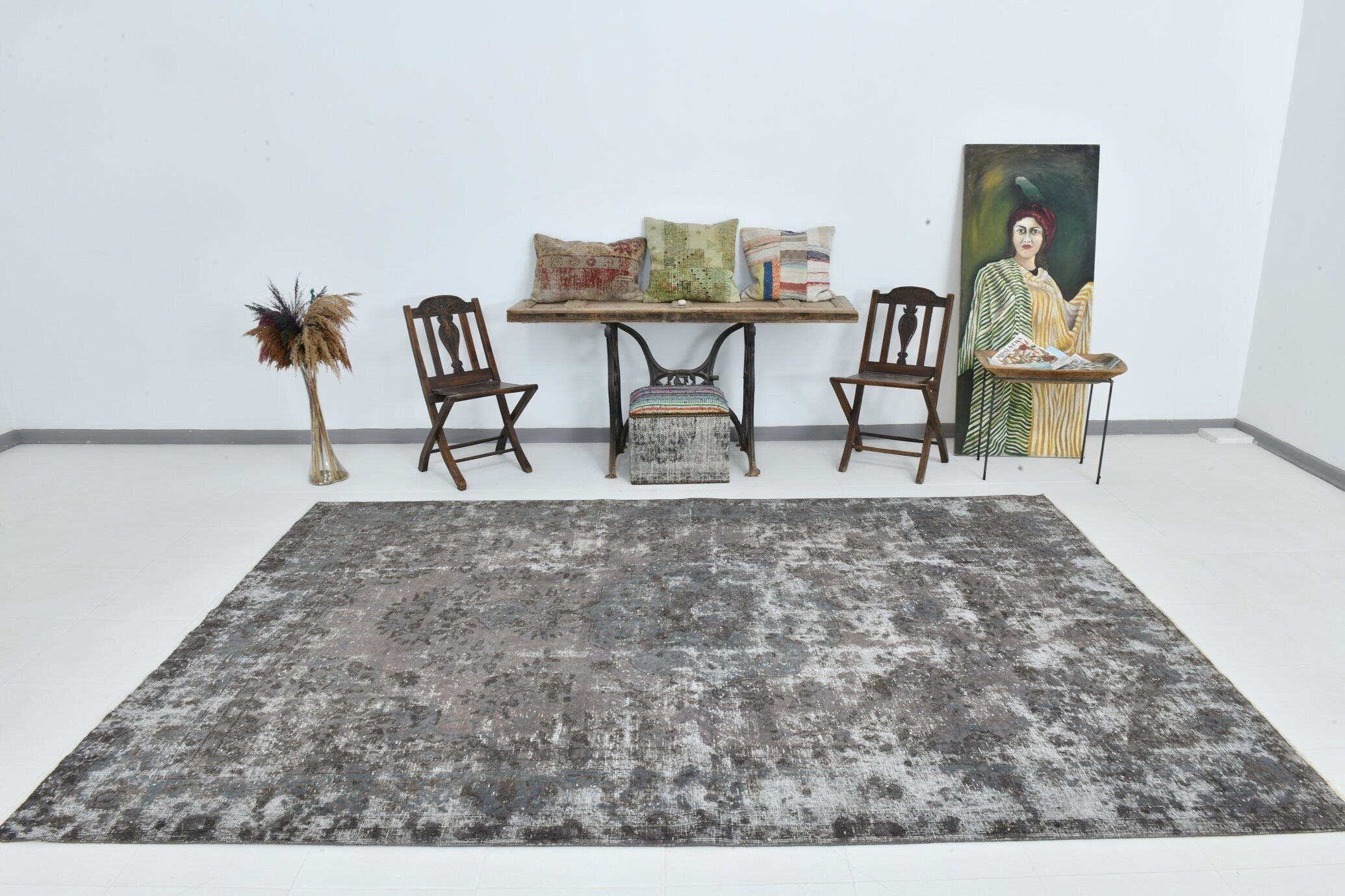 Turkish Vintage Rug  7'1" x 10'8" ft