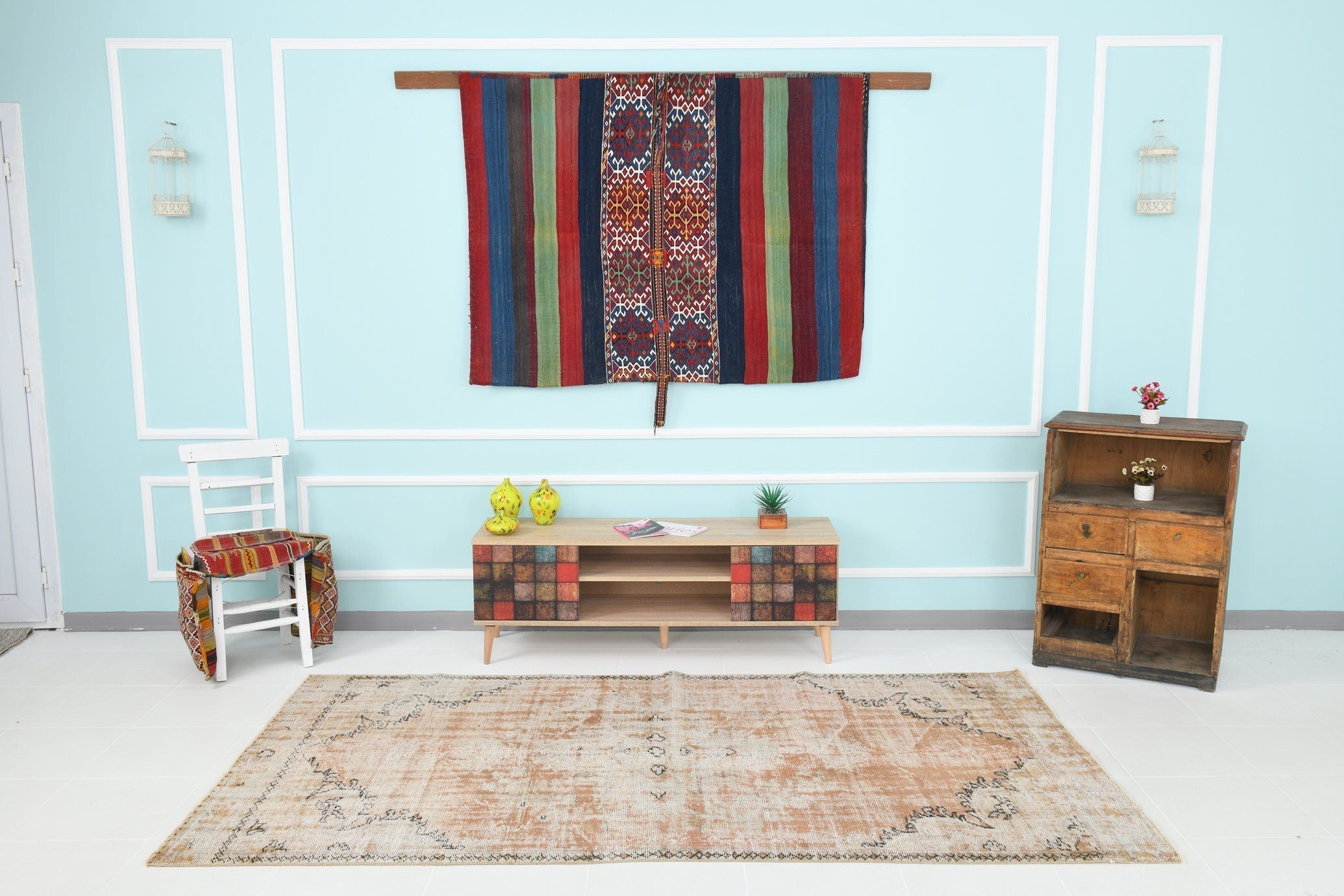 Turkish Vintage Rug 8’10’ x 4’9’