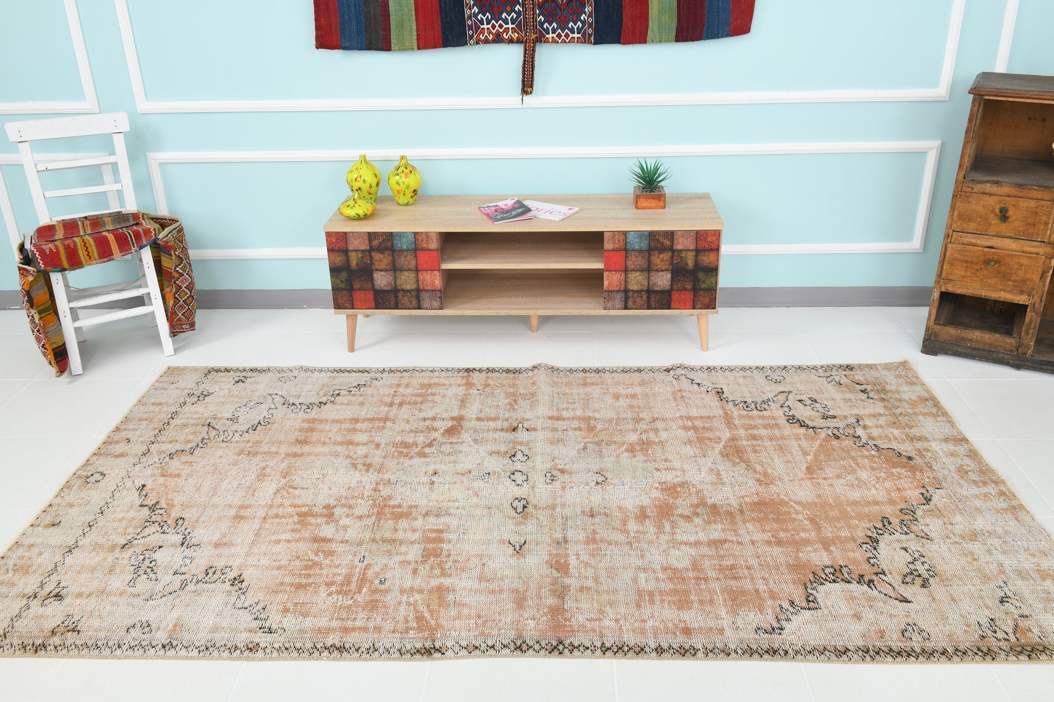 Turkish Vintage Rug 8’10’ x 4’9’
