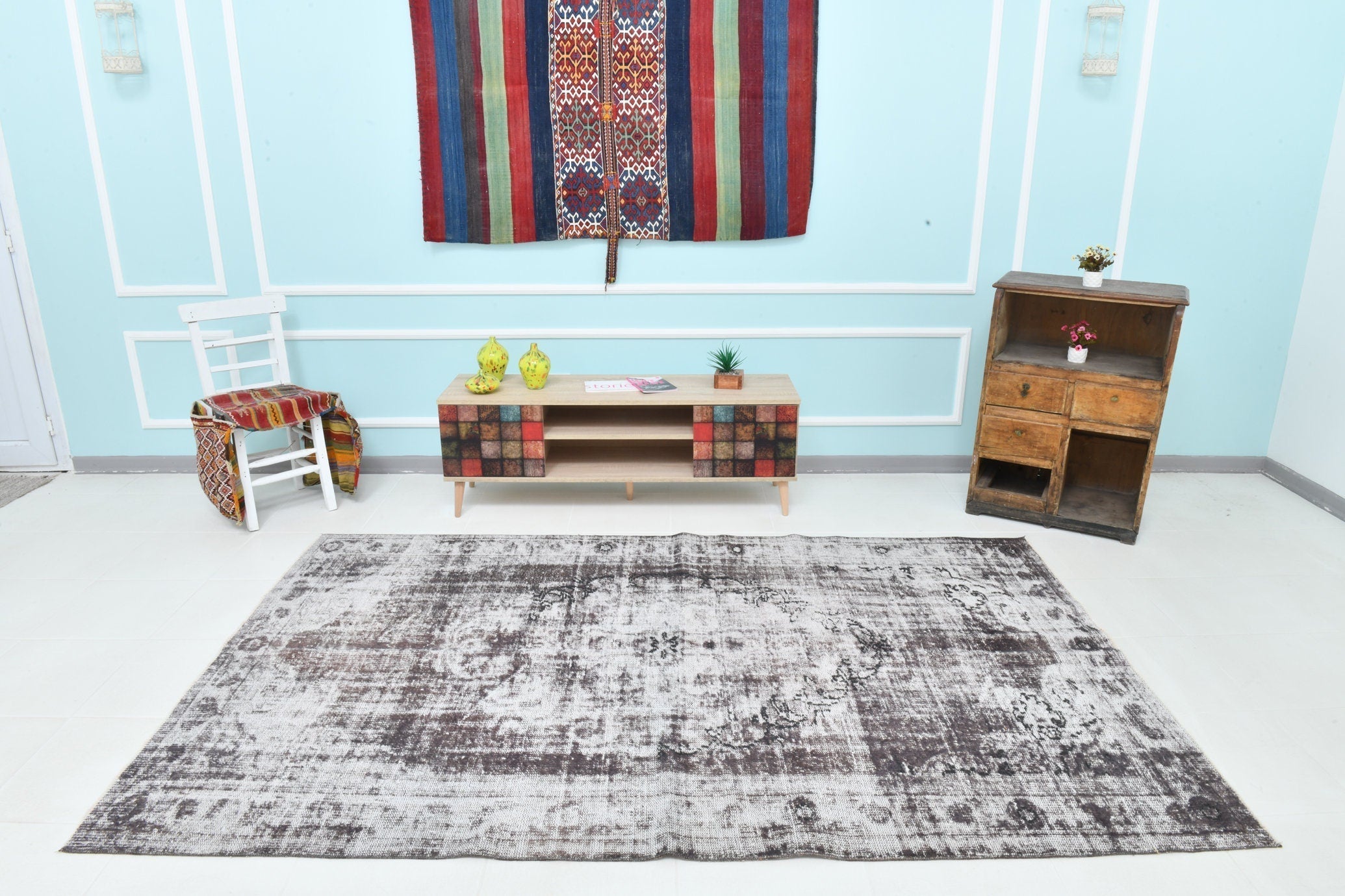 Turkish Vintage Rug 8’10’ x 5’6’