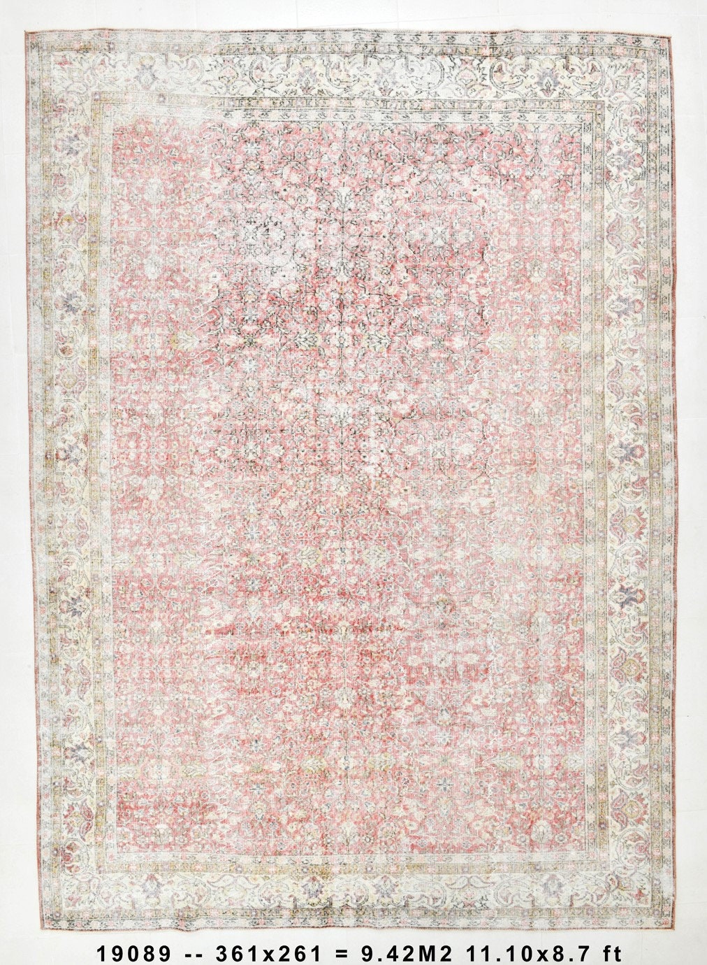 Turkish Vintage Rug  8'7" x 11'10" ft