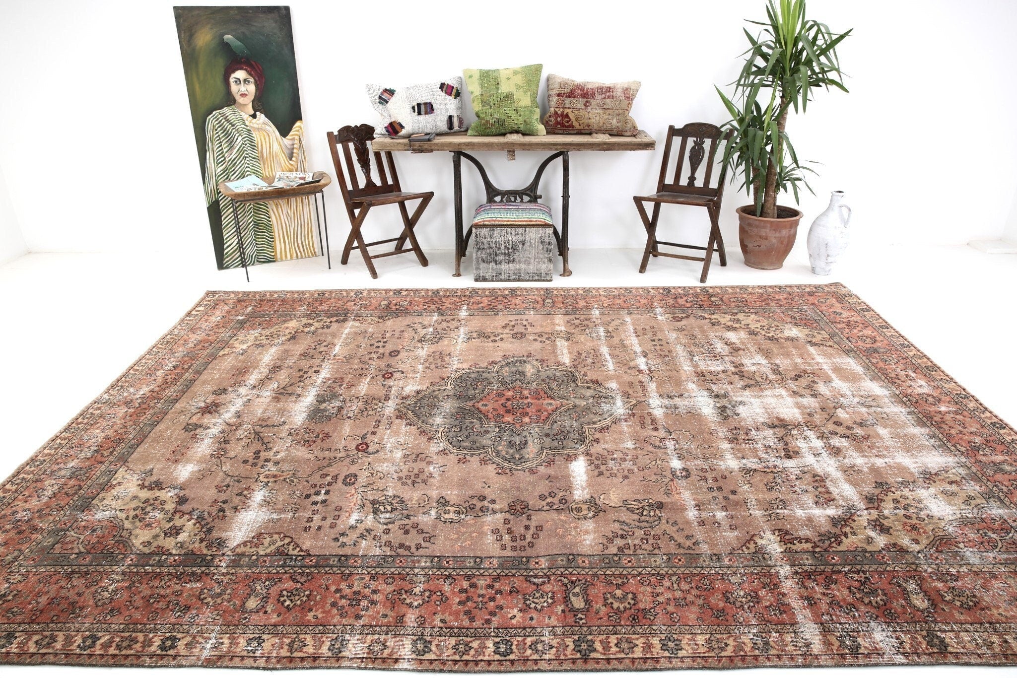 Turkish Vintage Rug  8'7" x 12'1" ft