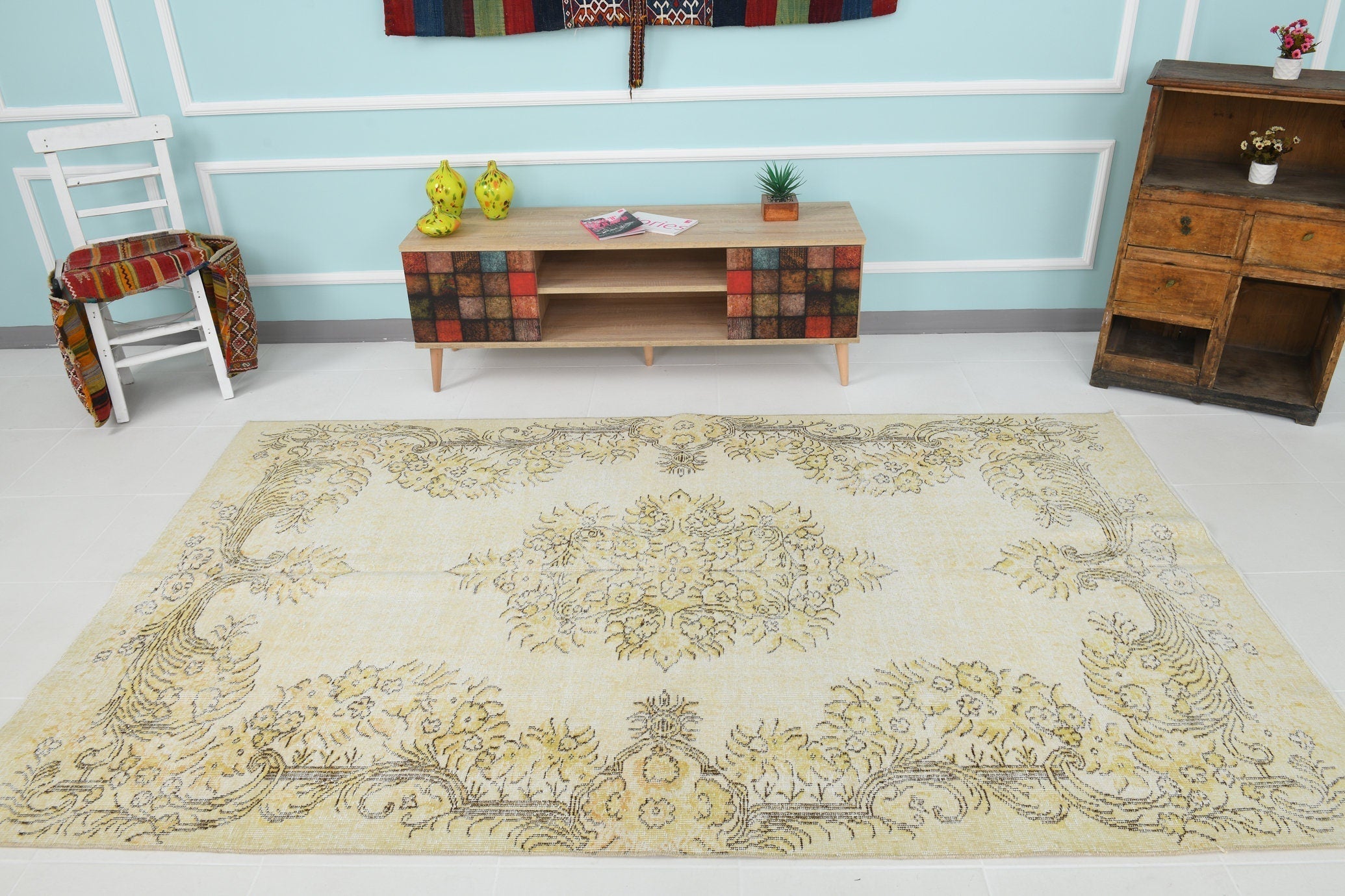 Turkish Vintage Rug 8’8’ x 5’4’
