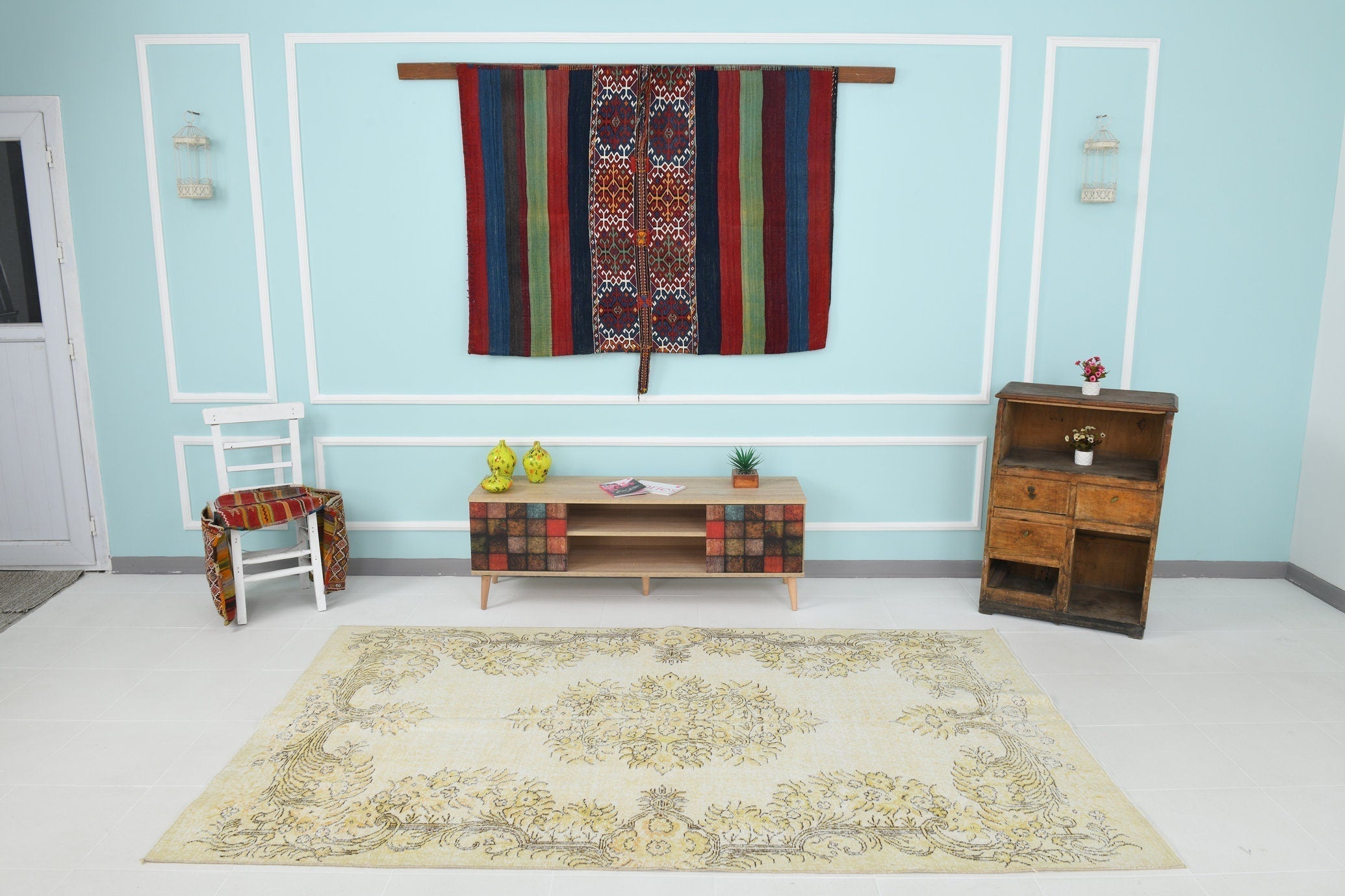 Turkish Vintage Rug 8’8’ x 5’4’