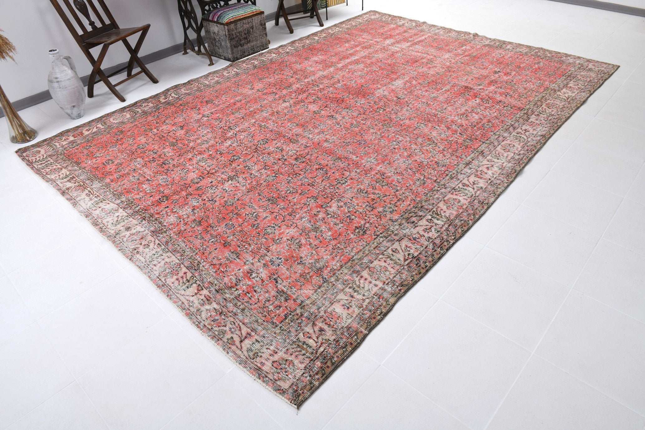 Turkish Vintage Rug  8'9" x 12'8" ft