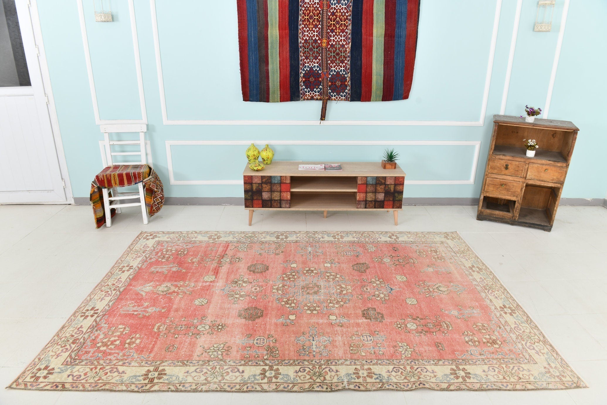 Turkish Vintage Rug 9’1’ x 5’10’