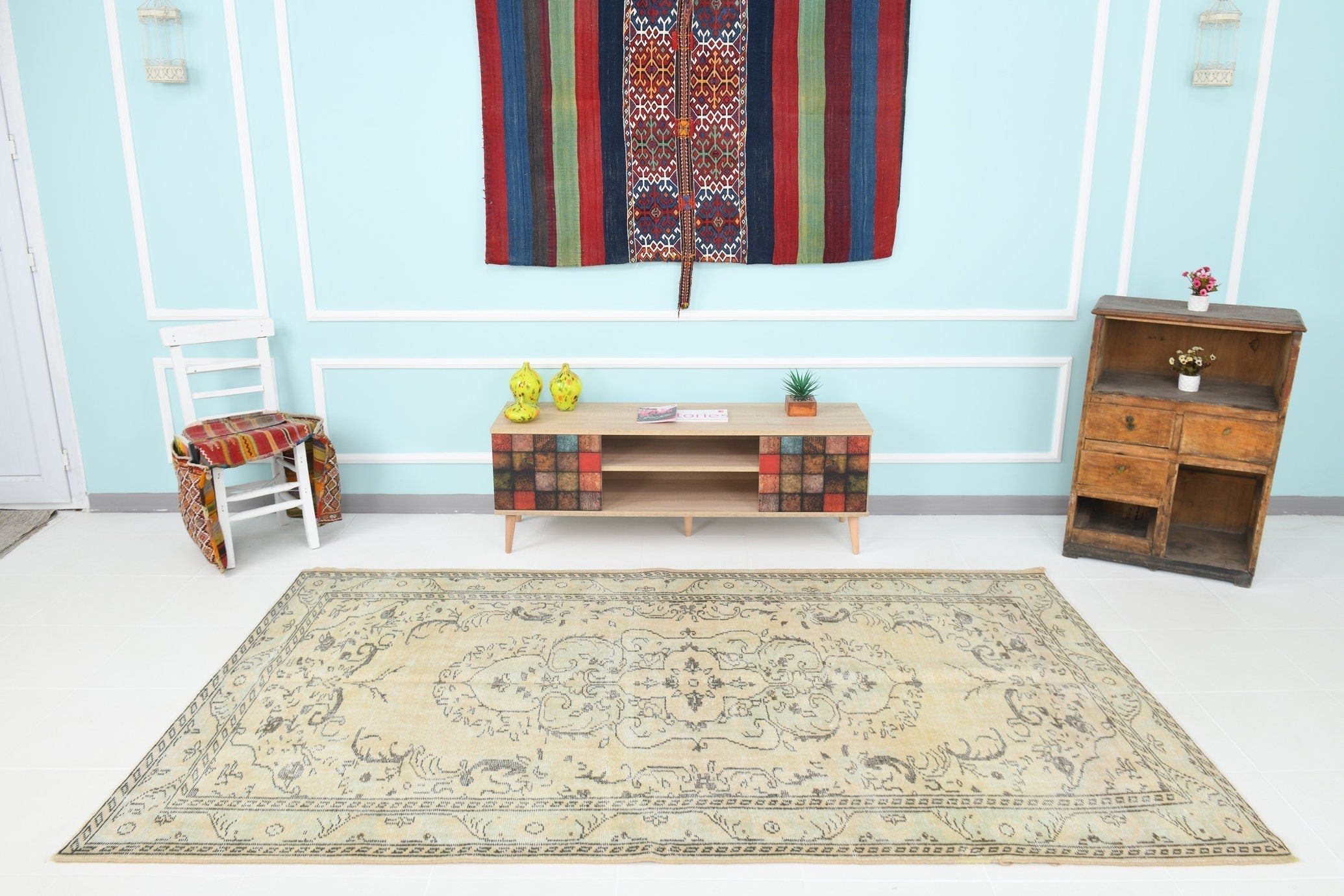 Turkish Vintage Rug 9’1’ x 5’6’
