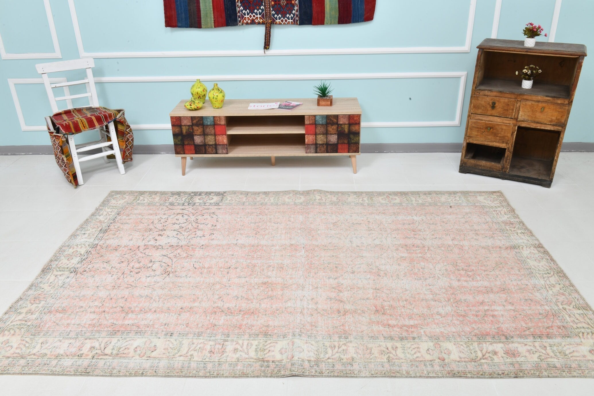 Turkish Vintage Rug 9’1’ x 5’9’