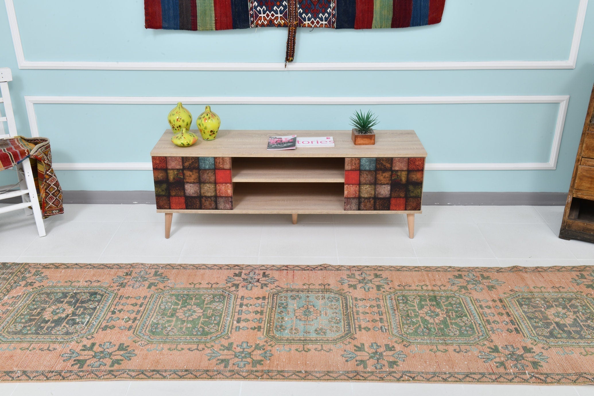 Turkish Vintage Runner Rug 10’9’ x 2’10’