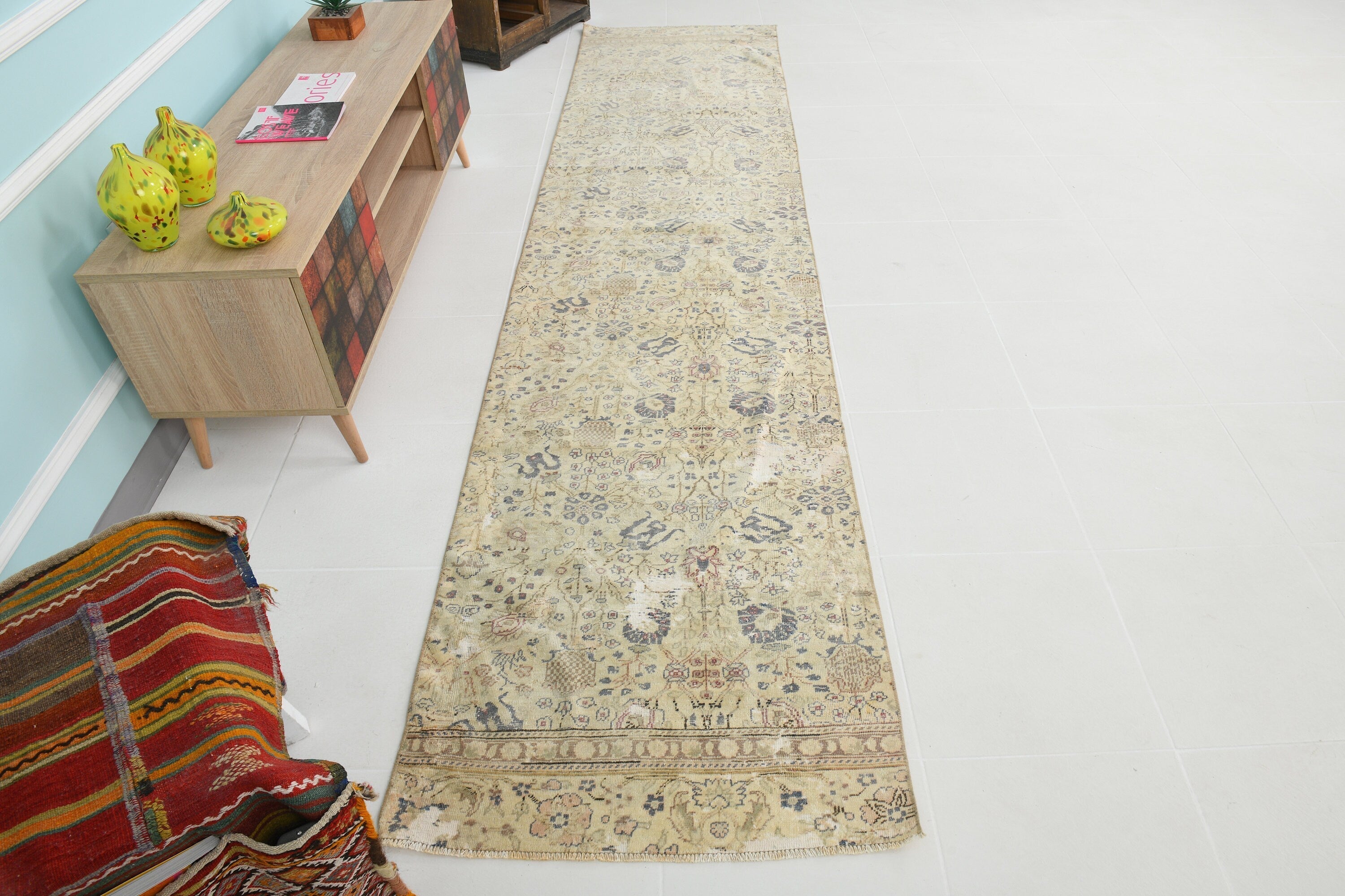 Turkish Vintage Runner Rug 11’1’ x 2’7’
