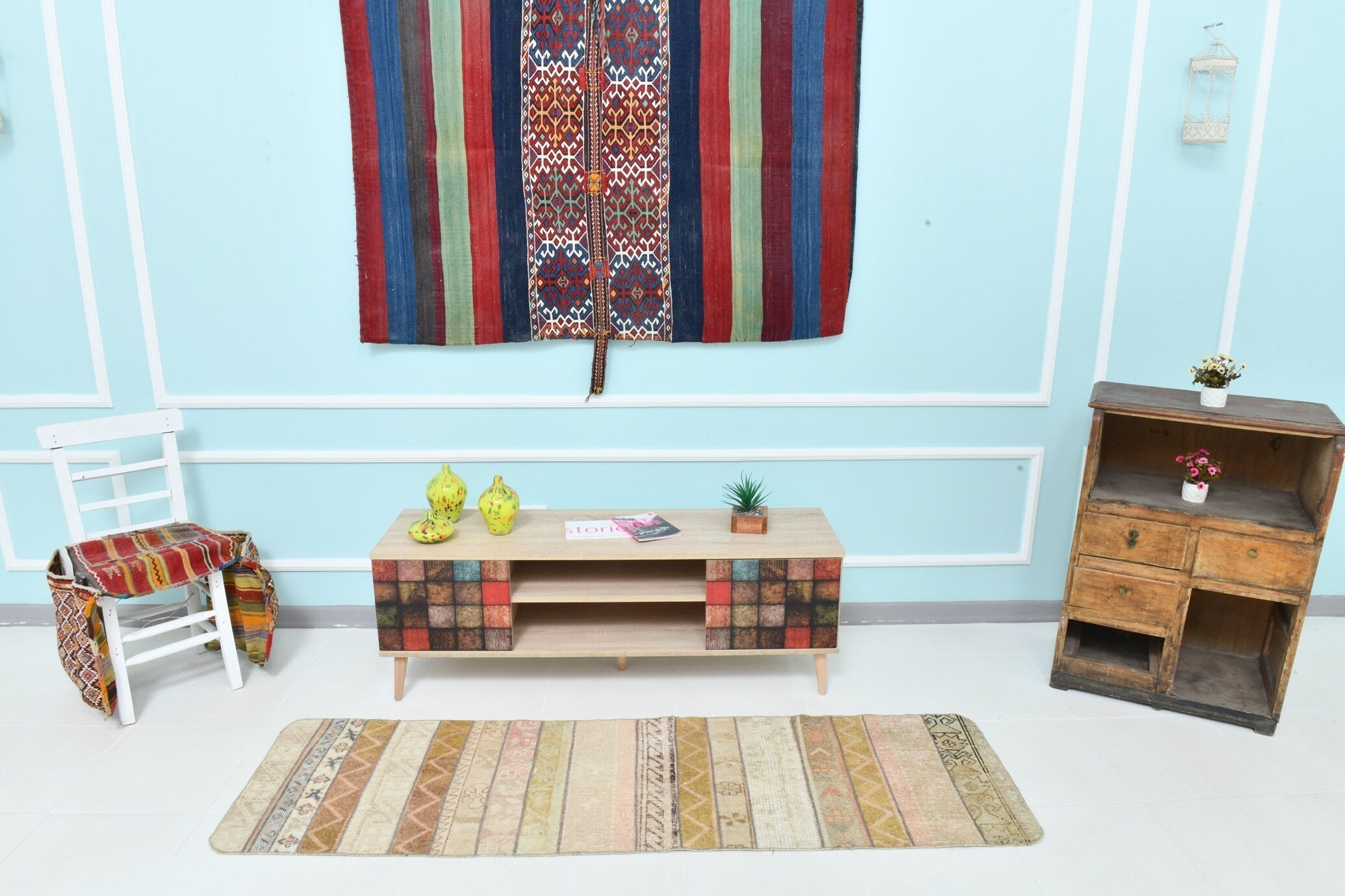 Turkish Vintage Runner Rug 1’11’ x 6’9’