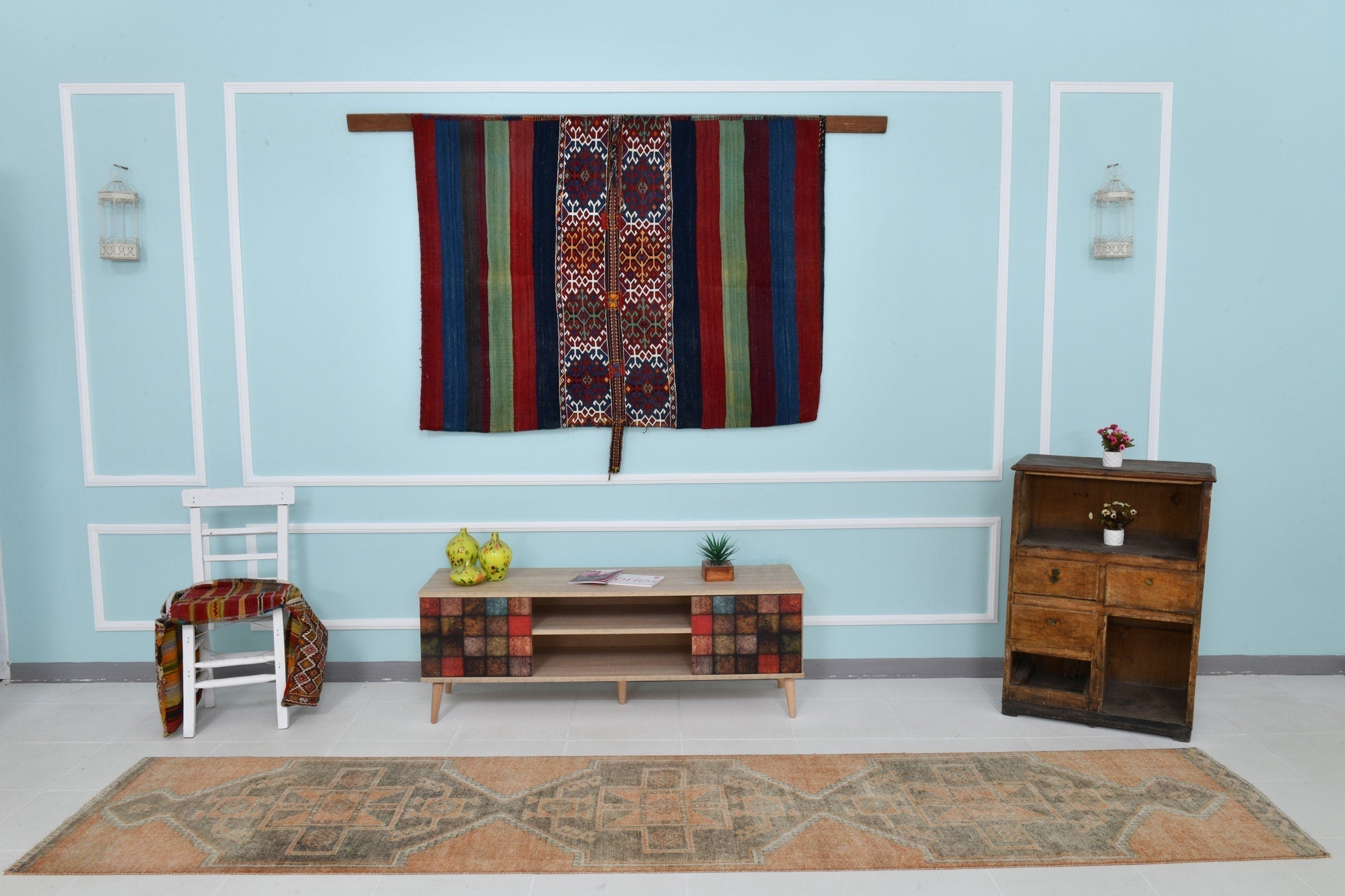 Turkish Vintage Runner Rug 11’12’ x 2’7’