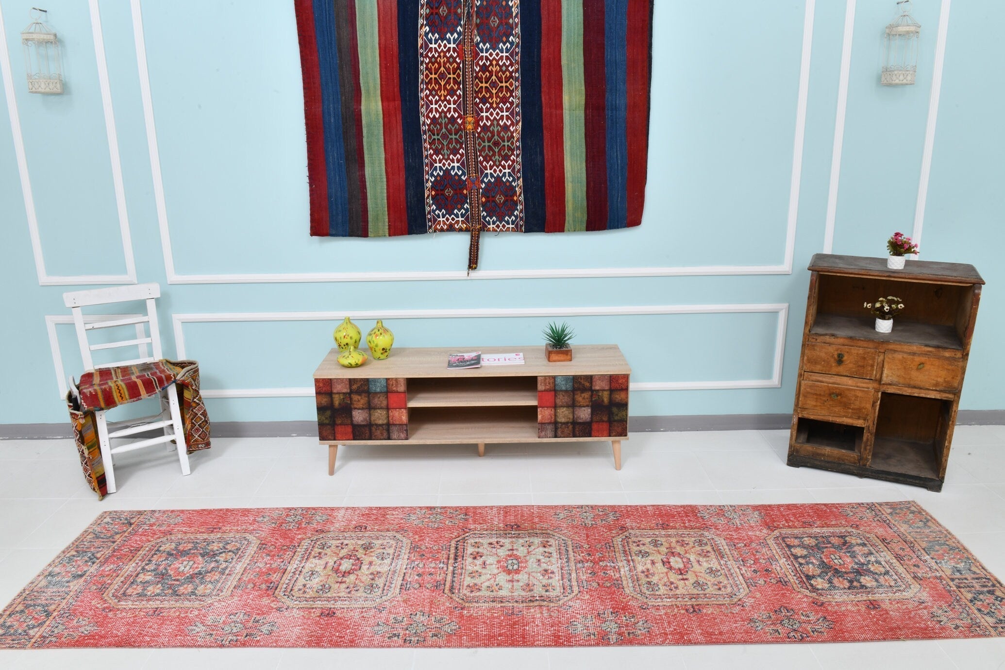 Turkish Vintage Runner Rug 11’2’ x 2’11’