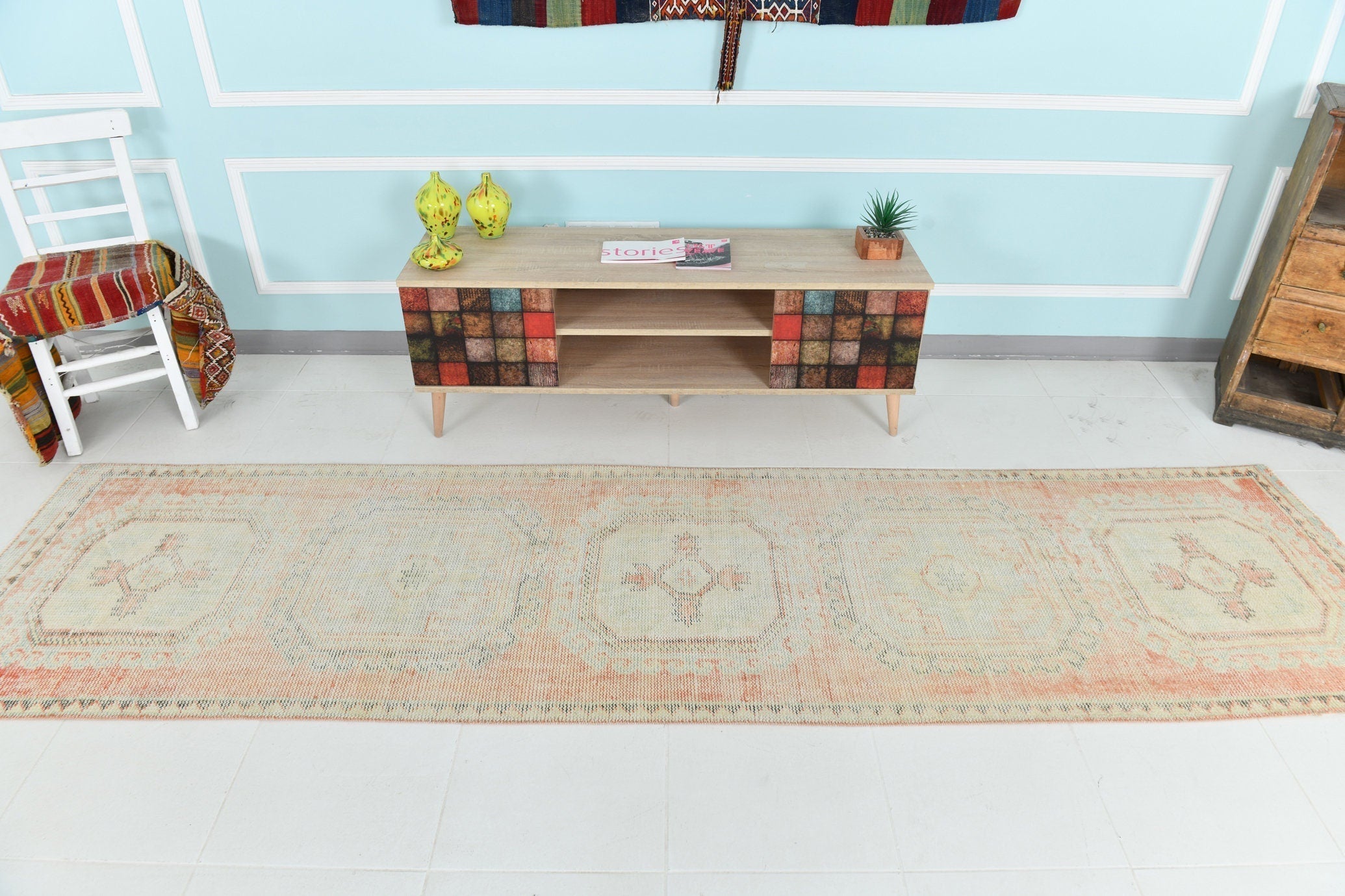 Turkish Vintage Runner Rug 11’2’ x 2’11’
