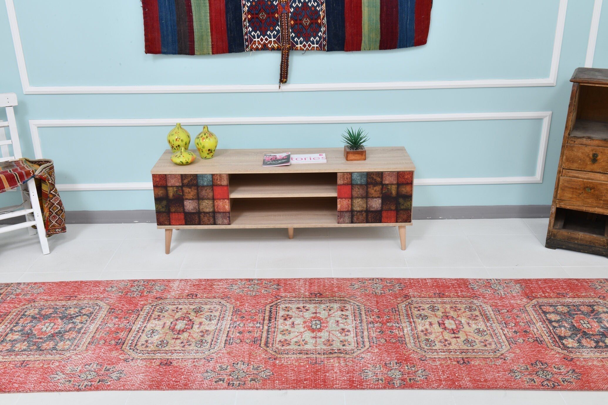 Turkish Vintage Runner Rug 11’2’ x 2’11’