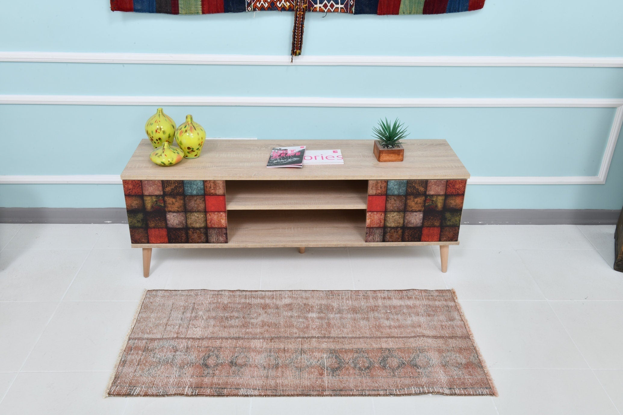 Turkish Vintage Runner Rug 1’12’ x 4’3’