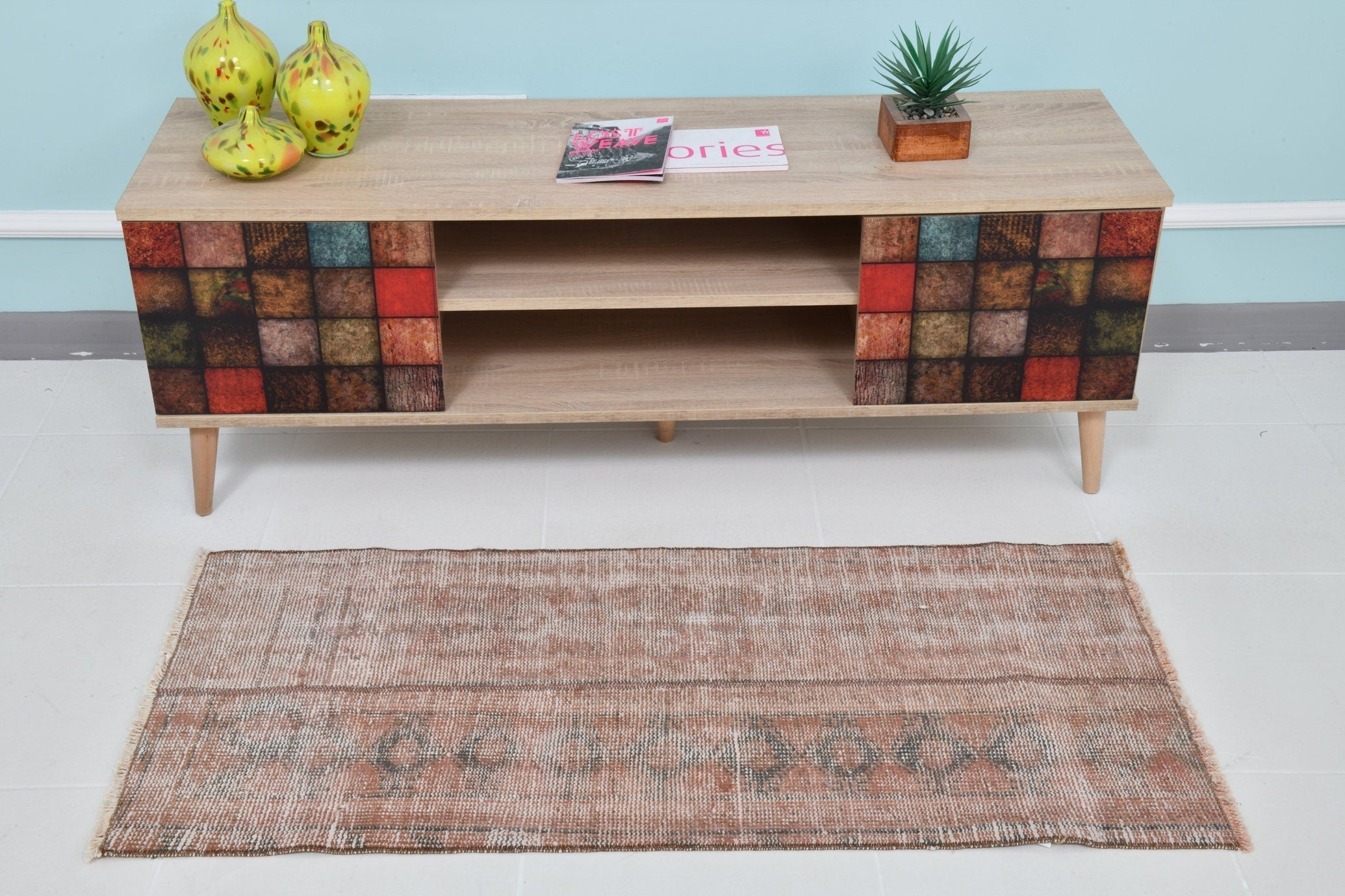Turkish Vintage Runner Rug 1’12’ x 4’3’