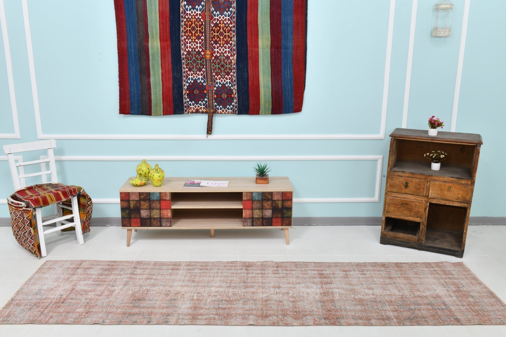 Turkish Vintage Runner Rug 2’10’ x 10’6’