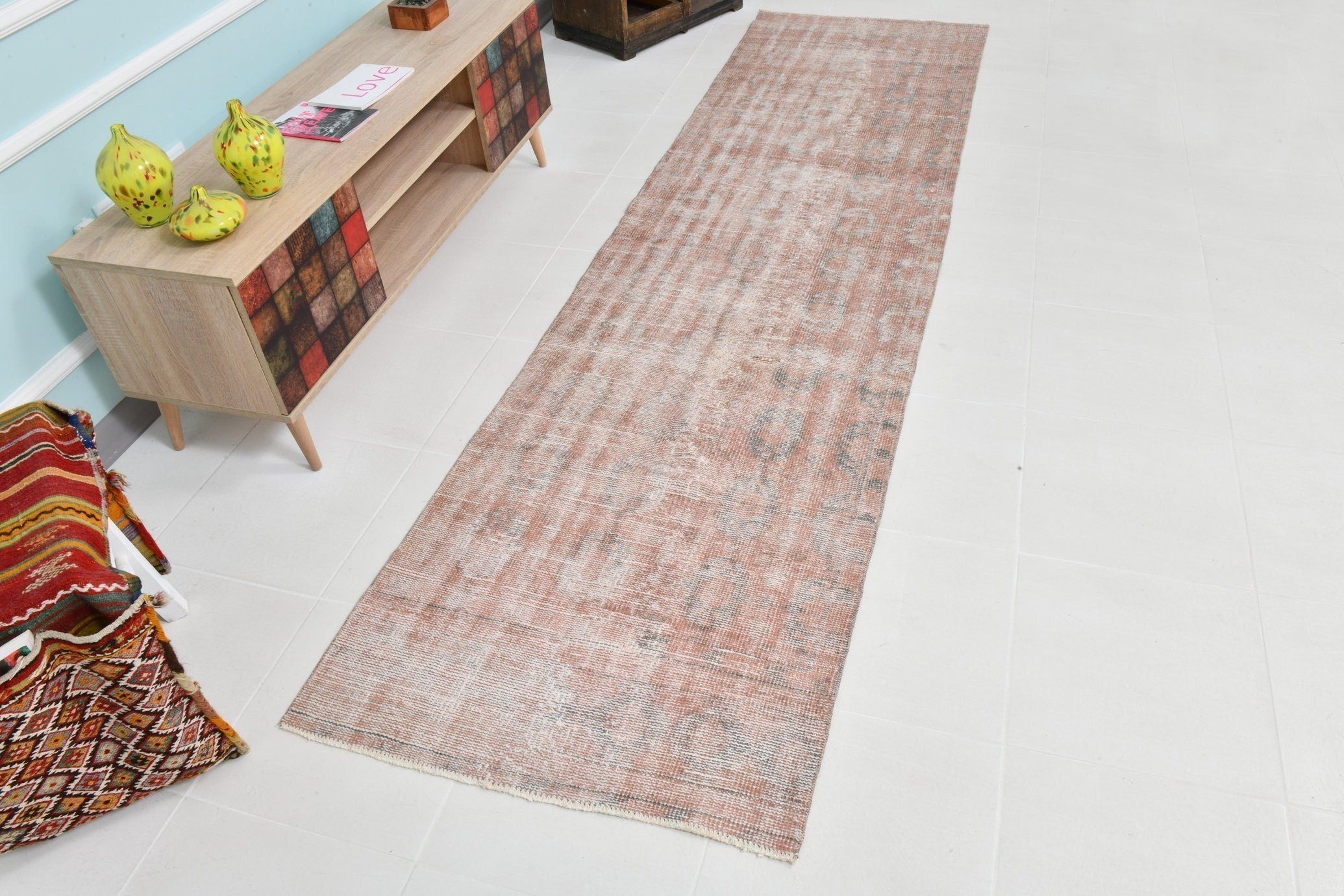Turkish Vintage Runner Rug 2’10’ x 10’6’