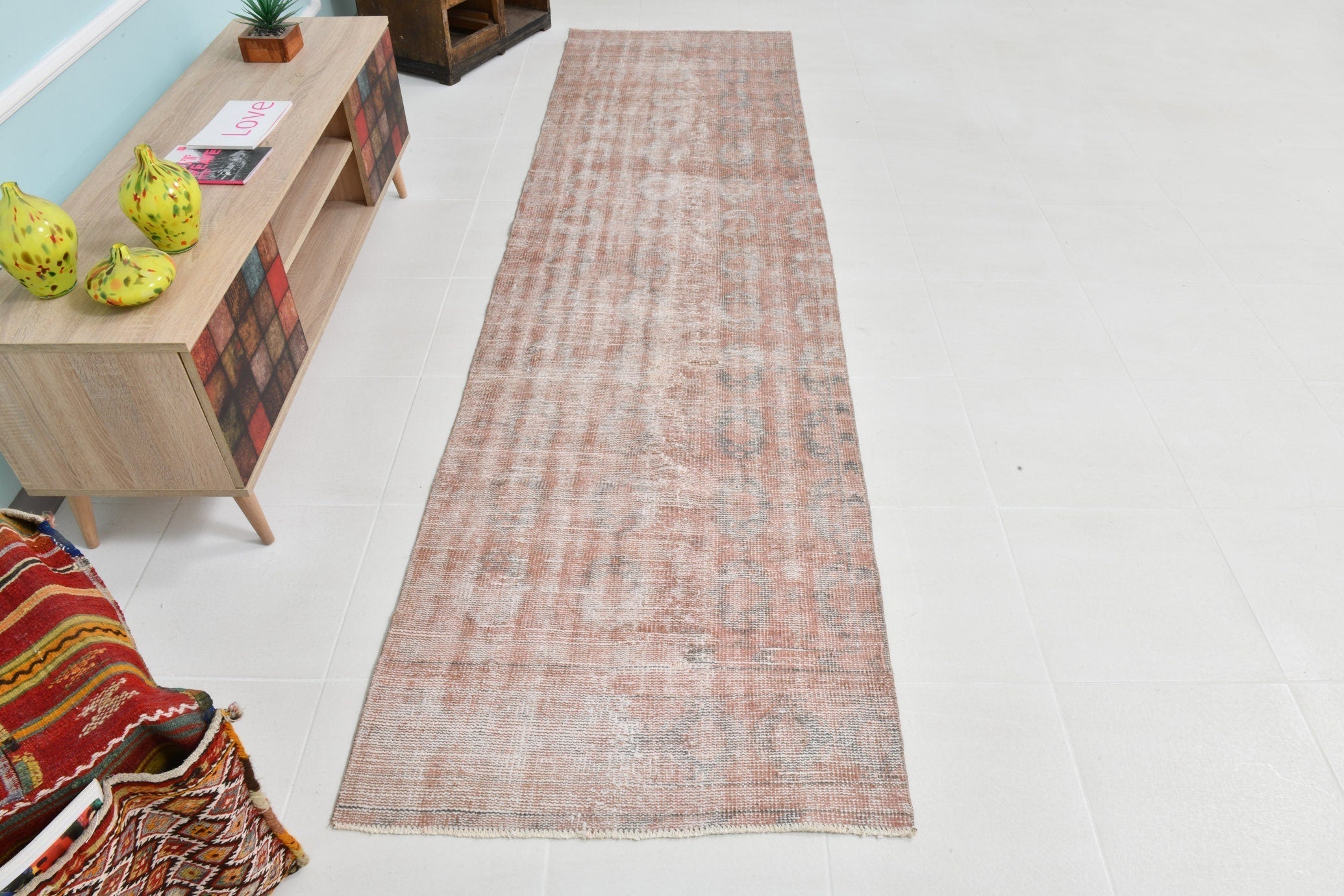 Turkish Vintage Runner Rug 2’10’ x 10’6’