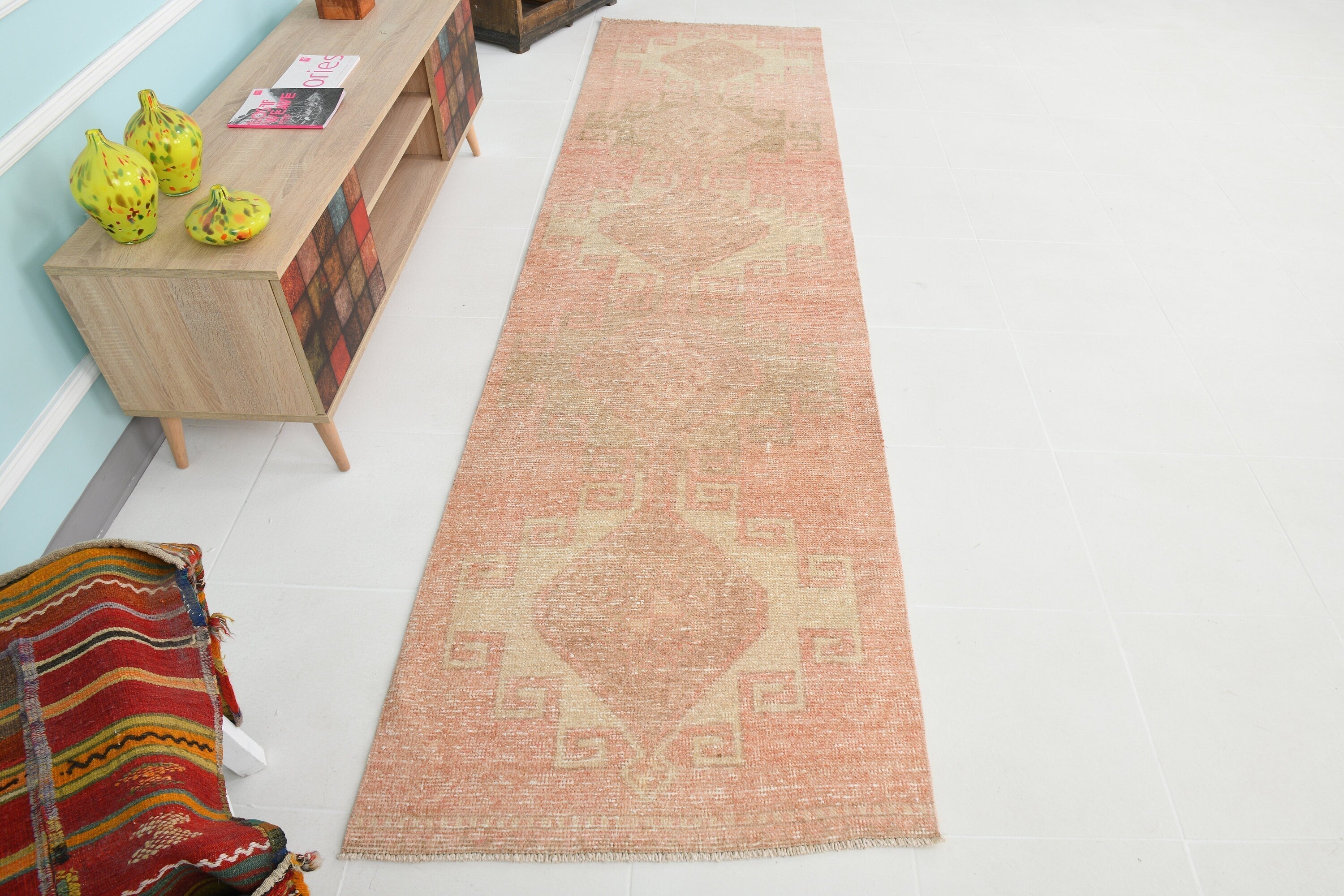 Turkish Vintage Runner Rug 2’10’ x 10’7’