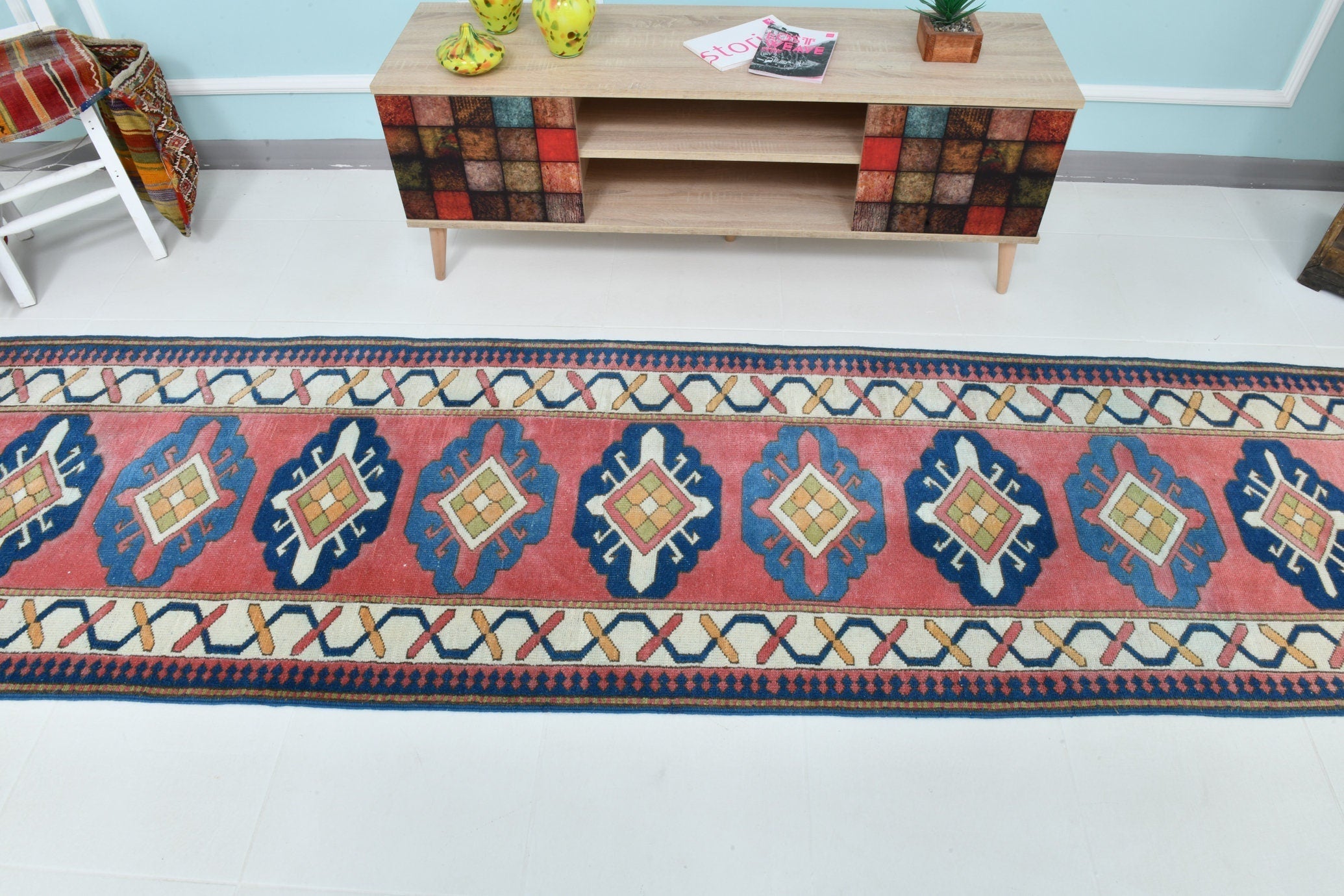 Turkish Vintage Runner Rug 2’10’ x 11’1’