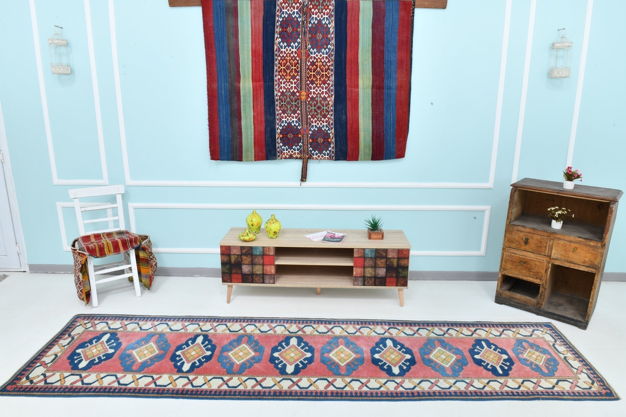 Turkish Vintage Runner Rug 2’10’ x 11’1’