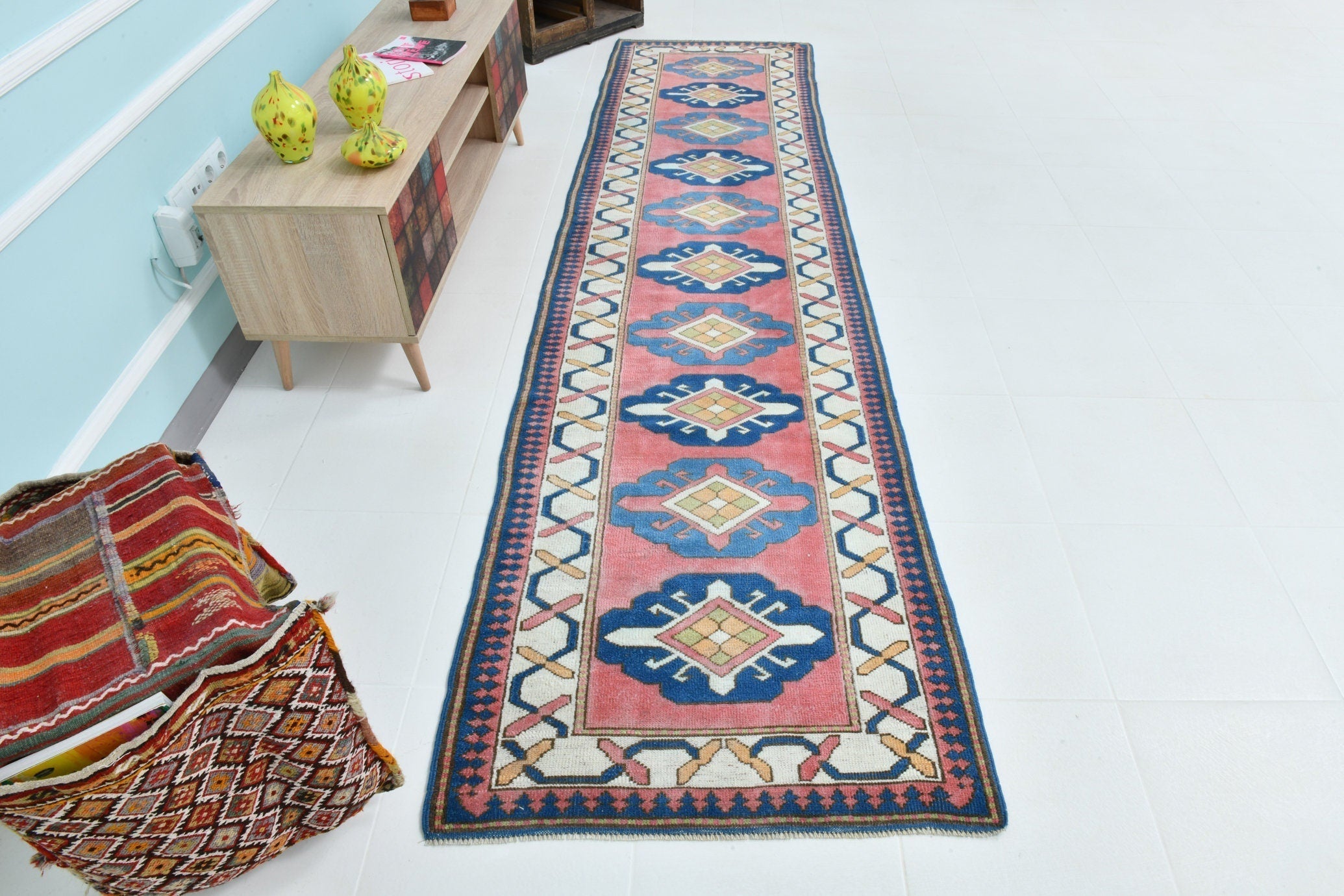 Turkish Vintage Runner Rug 2’10’ x 11’1’