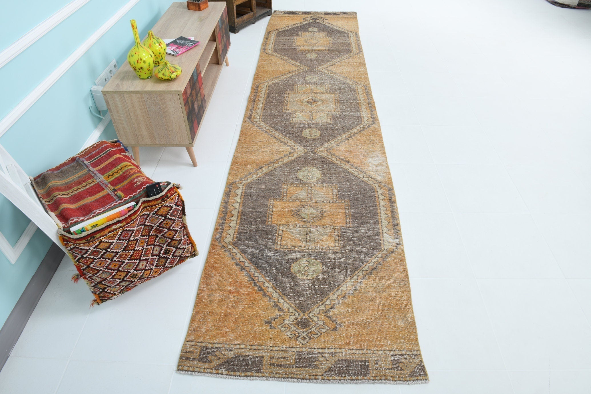 Turkish Vintage Runner Rug 2’11’ x 12’10’