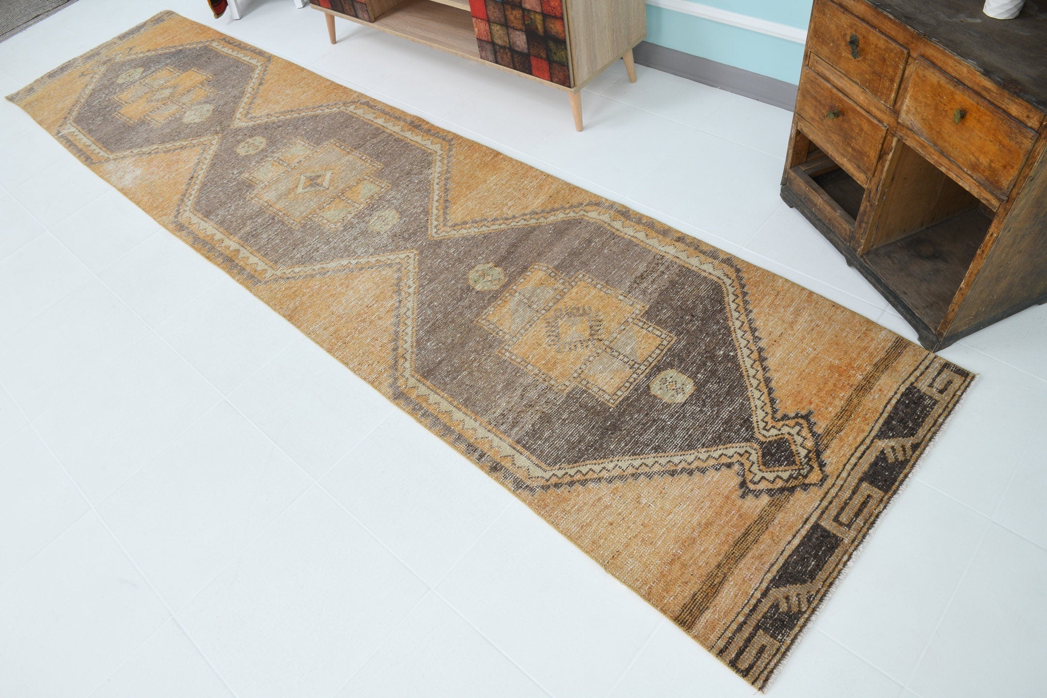 Turkish Vintage Runner Rug 2’11’ x 12’10’